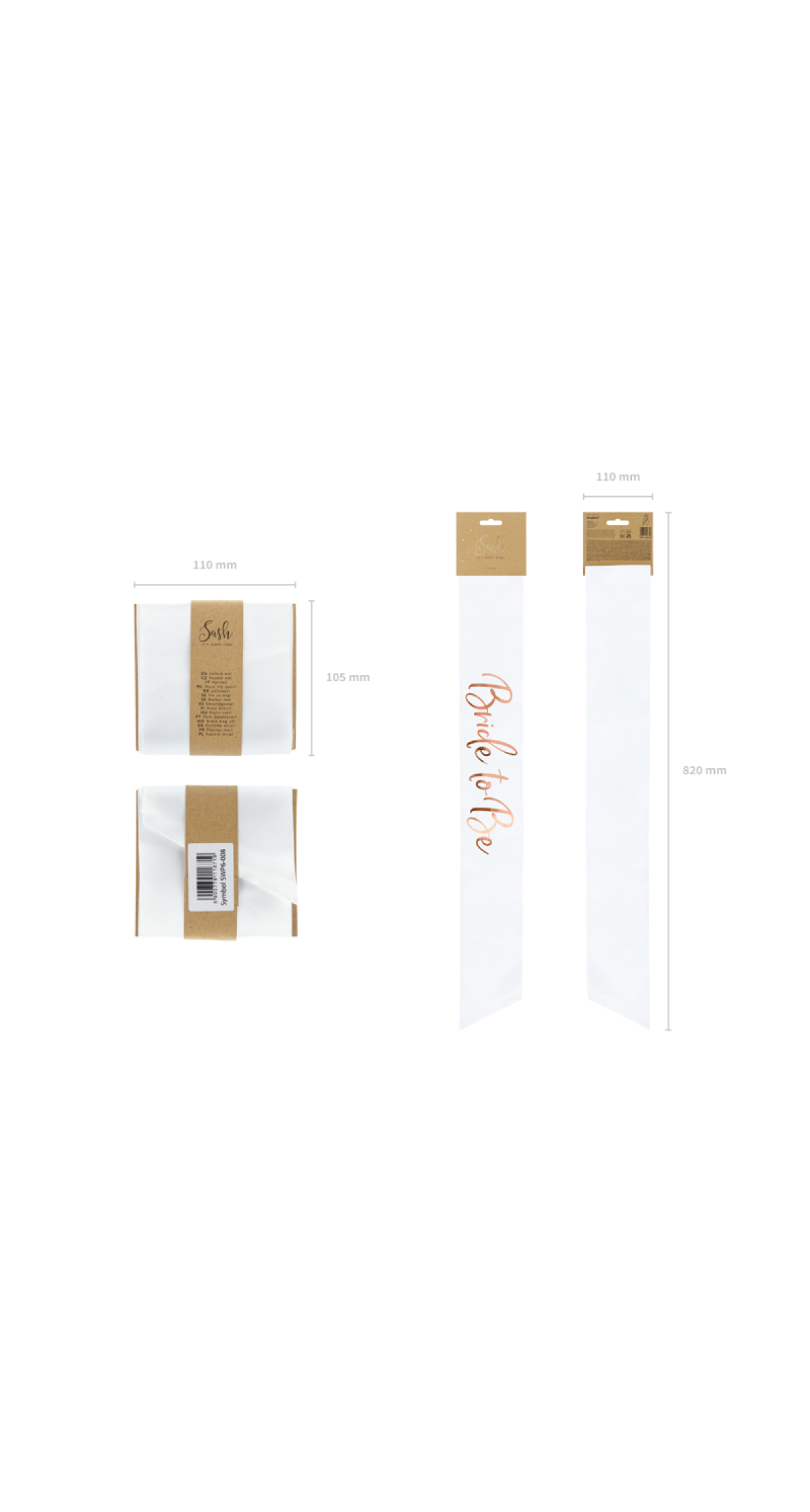 Sash Bride To Be, White, 75cm