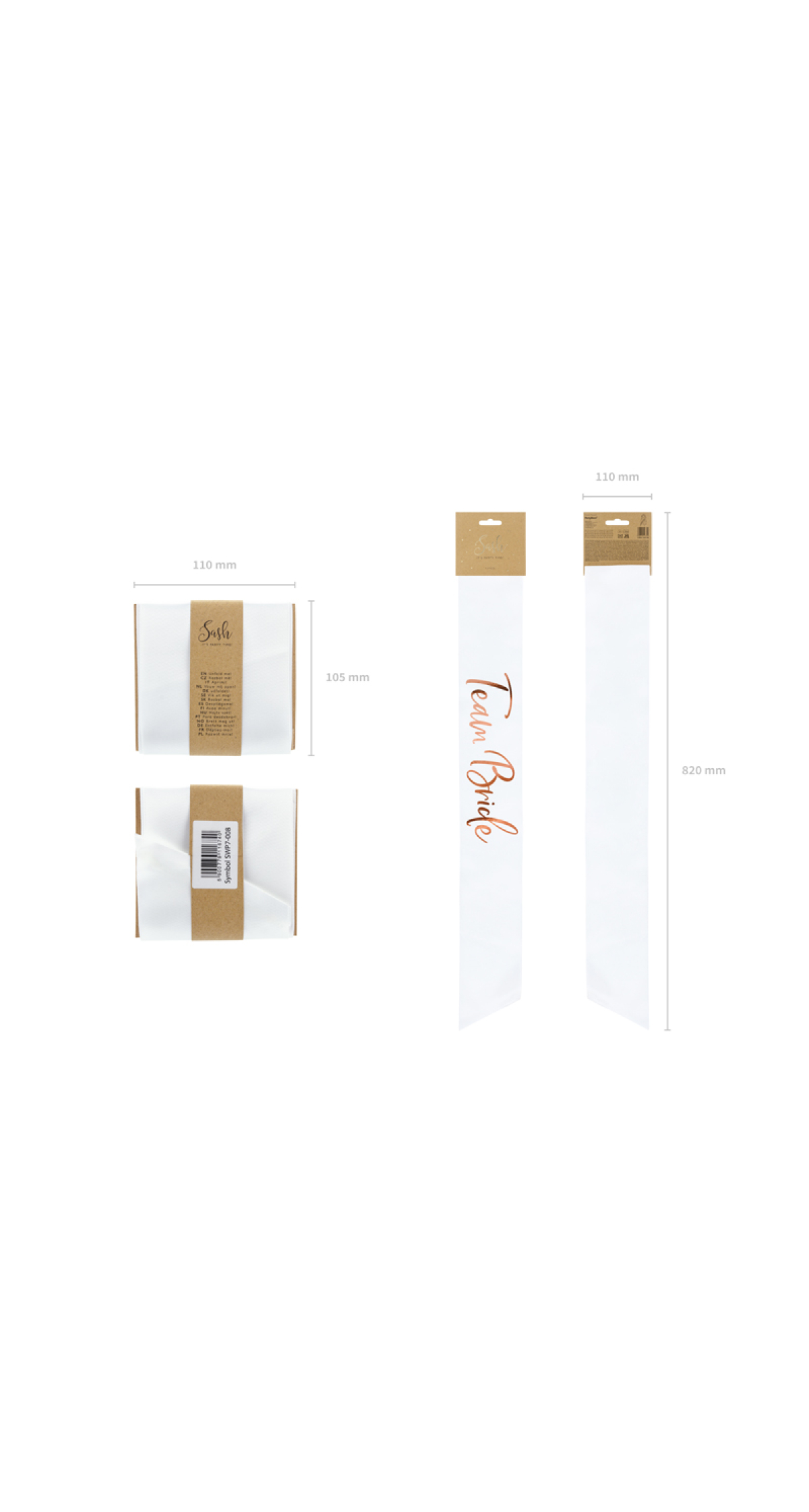 Sash Team Bride, White, 75cm