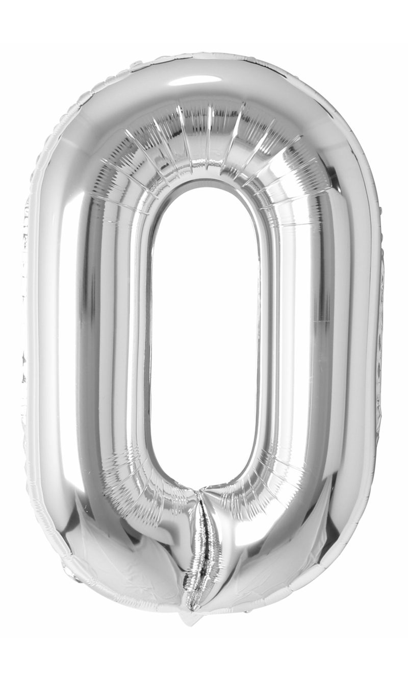 34 Inch Foil Balloon Number 0 - Silver