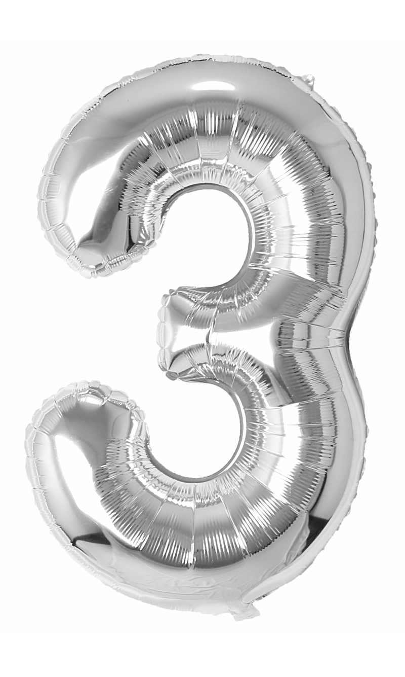 34 Inch Foil Balloon Number 3 - Silver