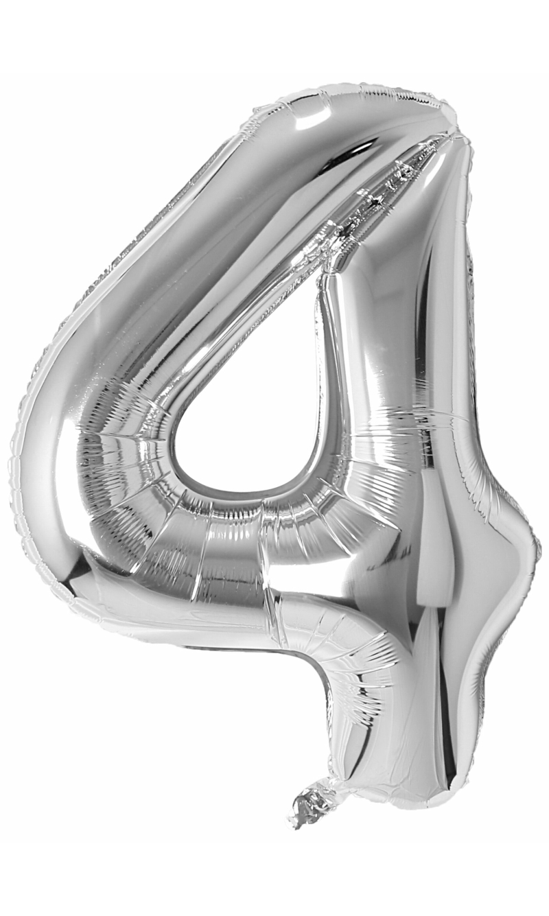 34 Inch Foil Balloon Number 4 - Silver