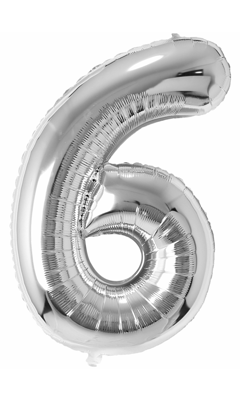 34 Inch Foil Balloon Number 6 - Silver