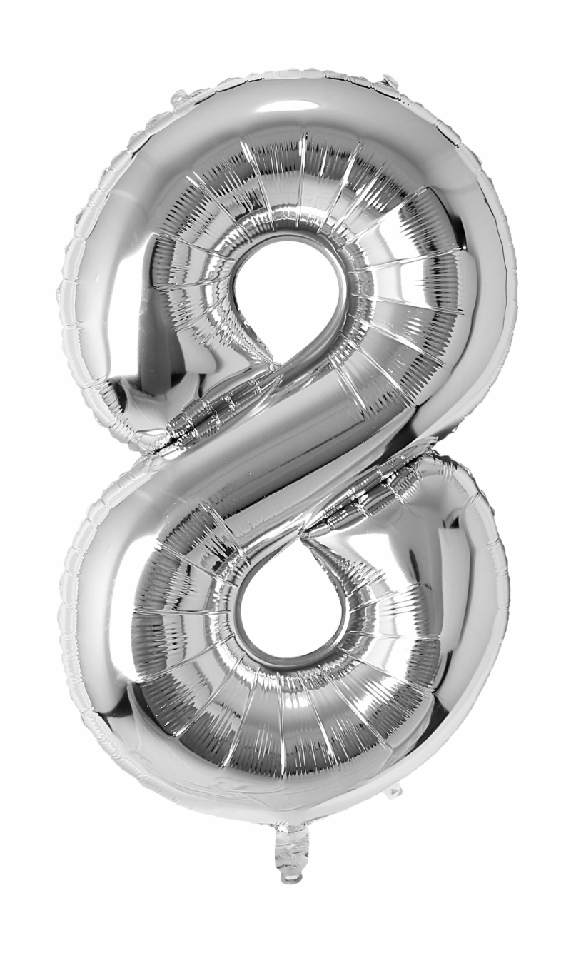 34 Inch Foil Balloon Number 8 - Silver
