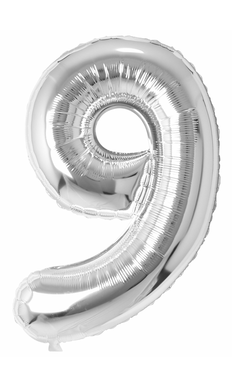 34 Inch Foil Balloon Number 9 - Silver