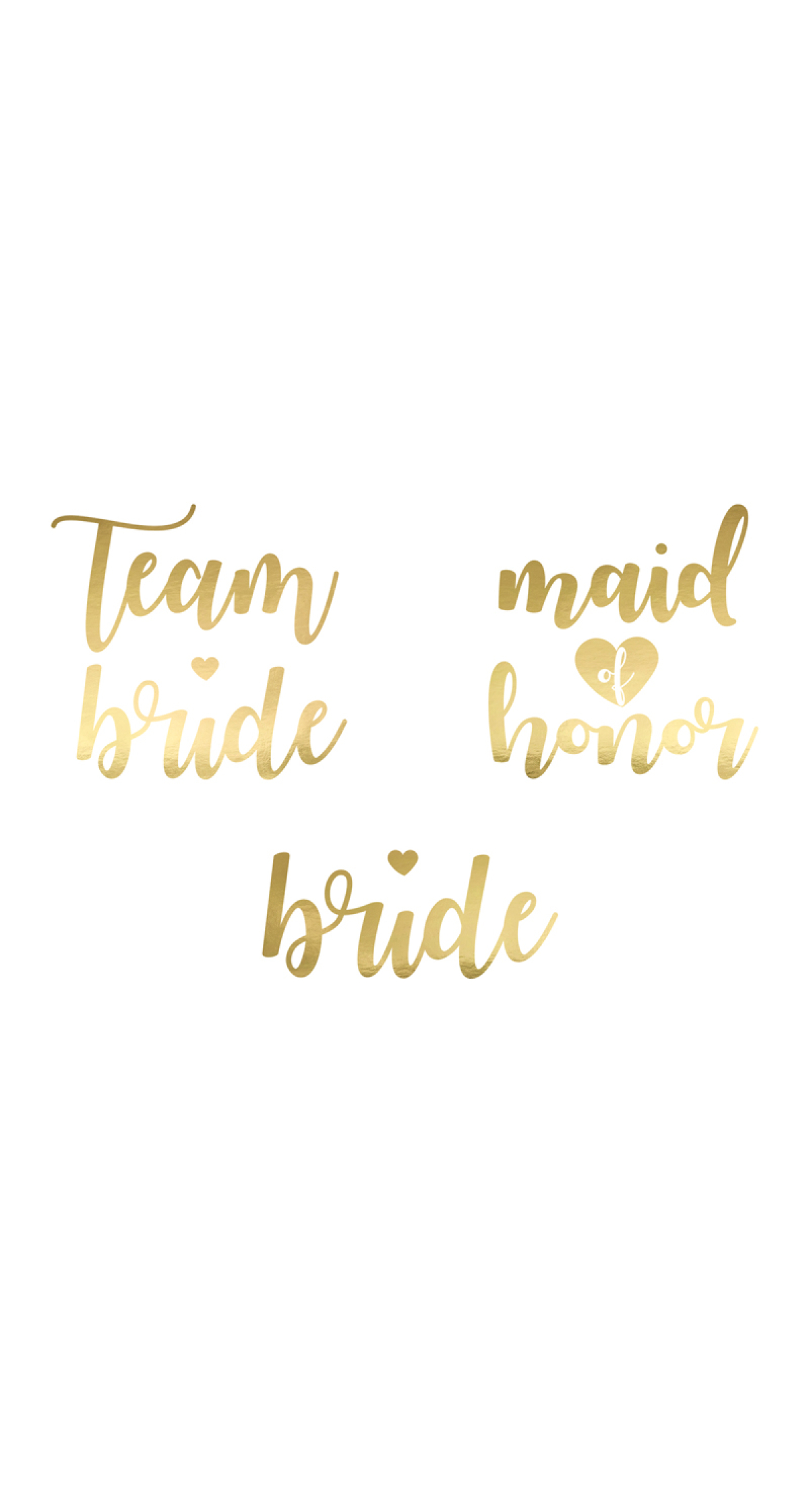 Temporary Tattoos Bachelorette Party, Gold (1pkt / 13pc)