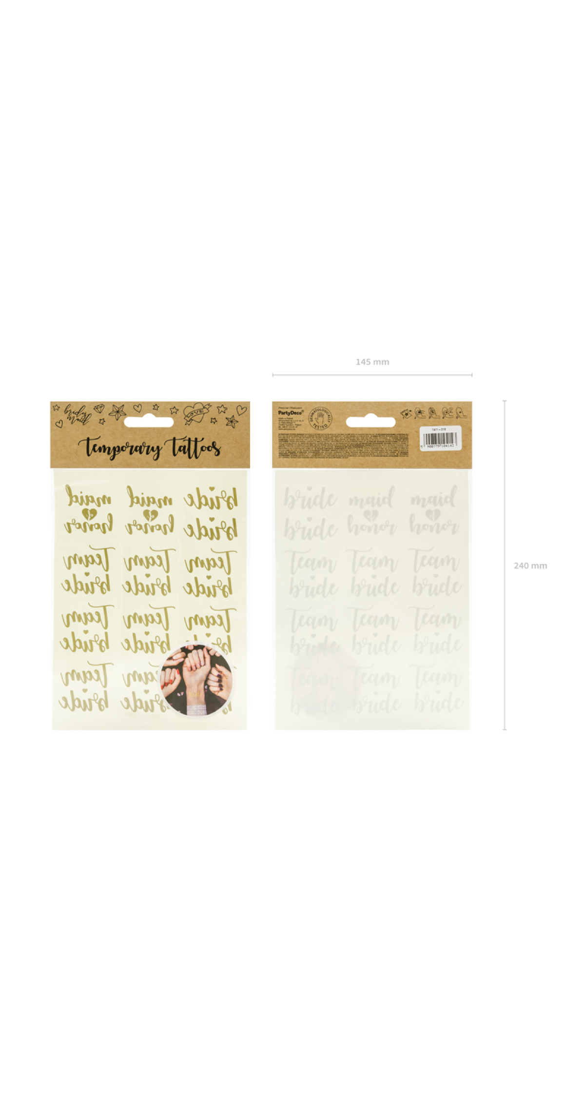 Temporary Tattoos Bachelorette Party, Gold (1pkt / 13pc)