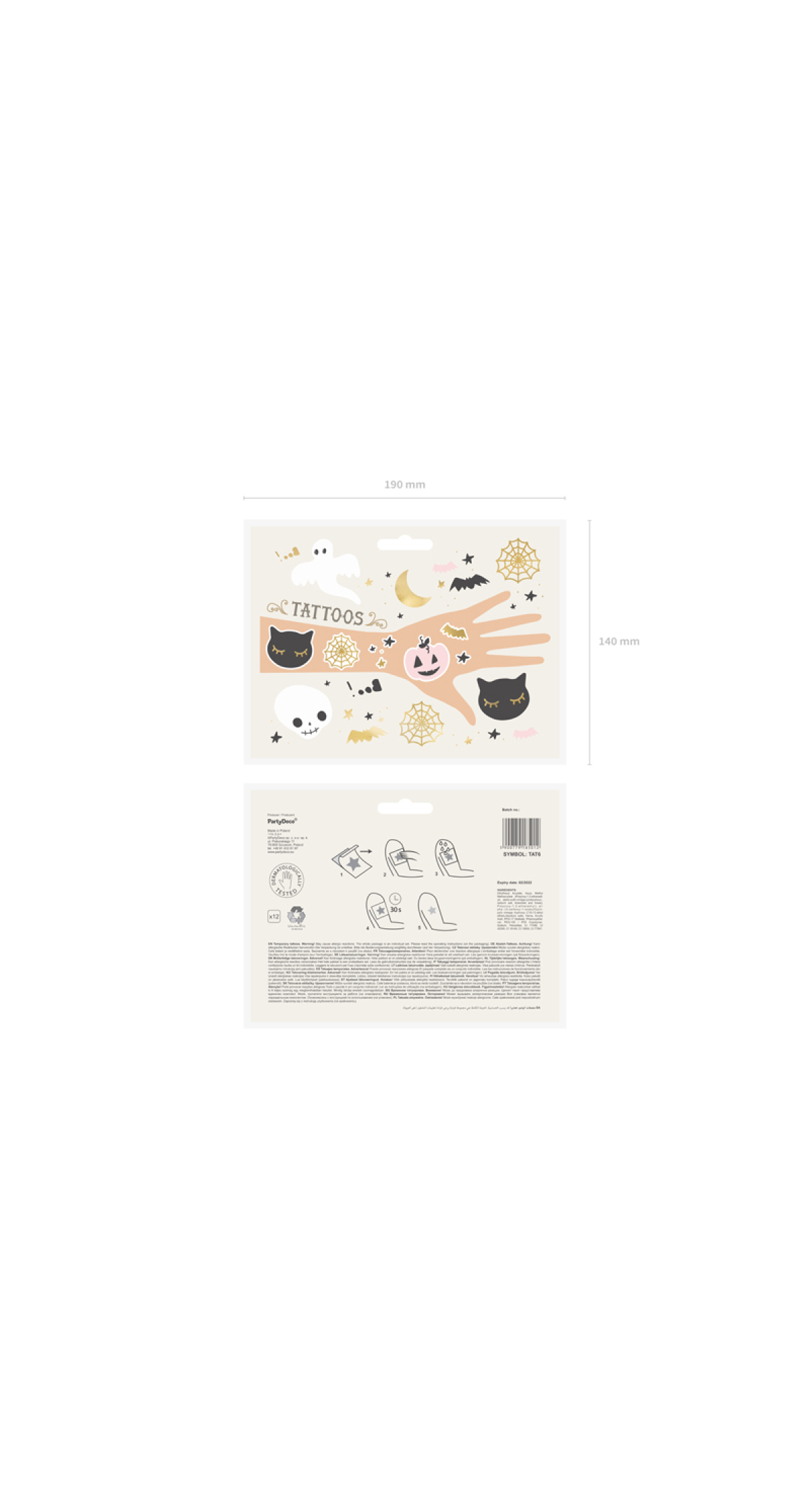 Temporary Tattoos Boo!, (1pkt / 12pc)