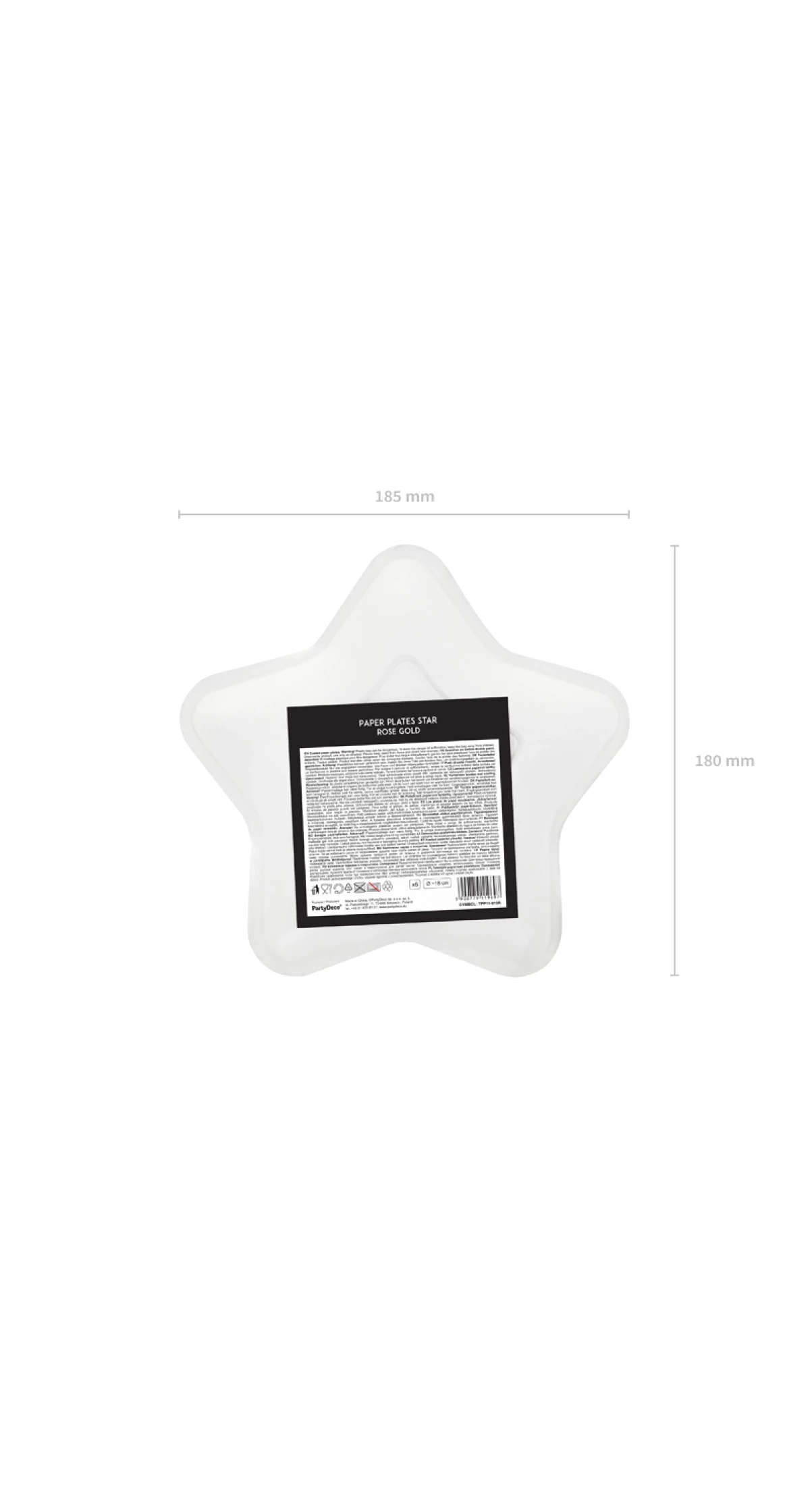 Paper Plates Star, Rose Gold, 18cm (1 pkt / 6 pc.)