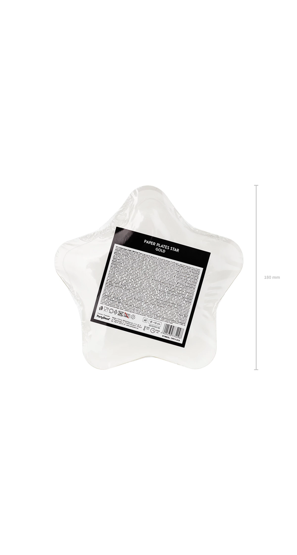 Paper Plates Star, Gold, 18cm (1 pkt / 6 pc.)