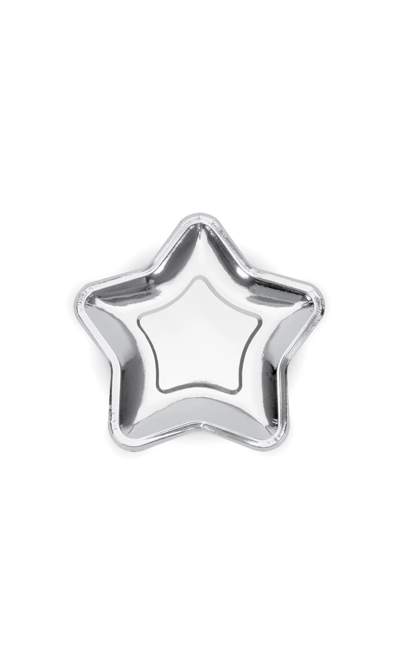 Paper Plates star, Silver, 23cm (1pkt / 6pc)