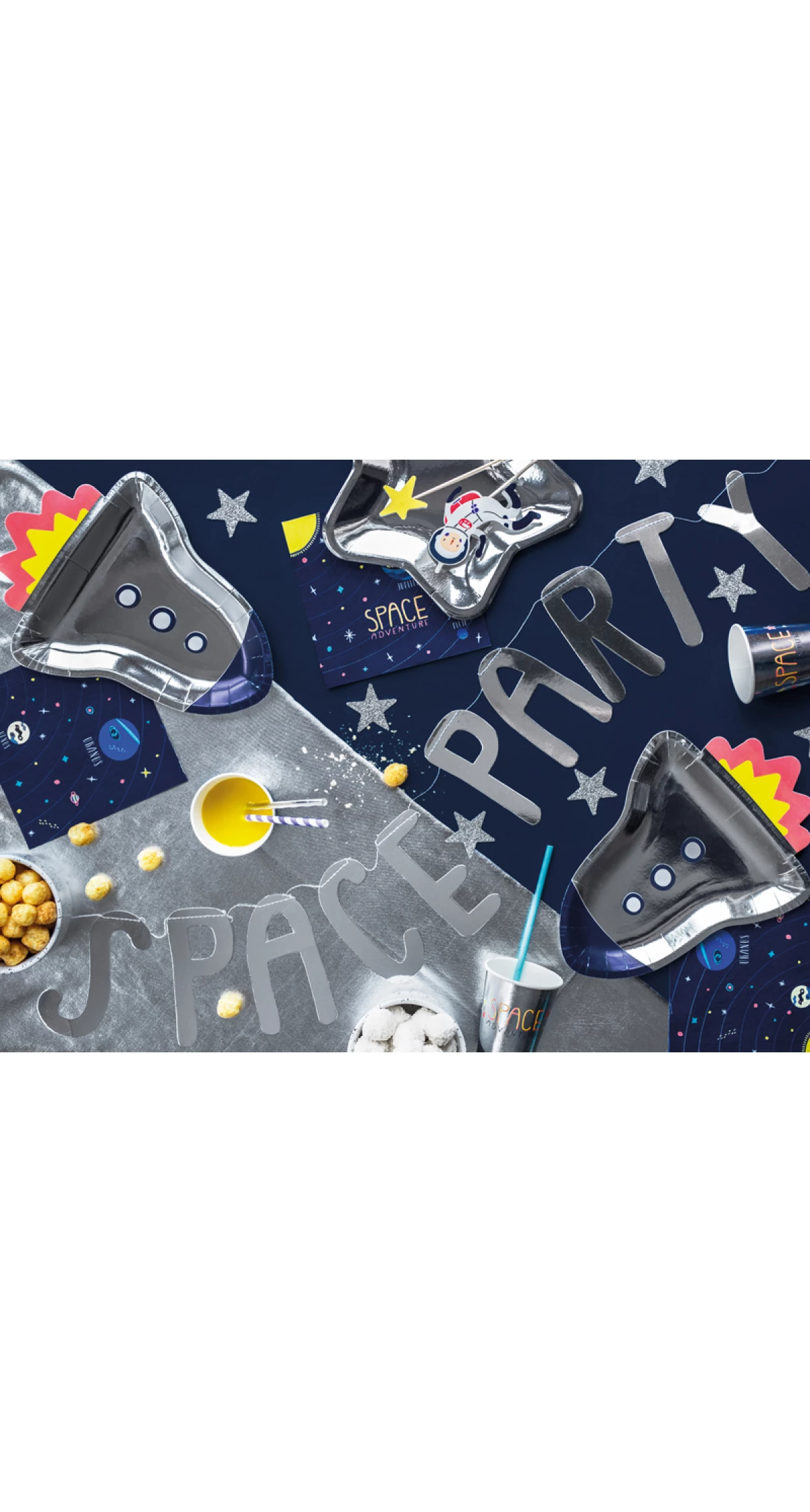 Paper Plates star, Silver, 23cm (1pkt / 6pc)
