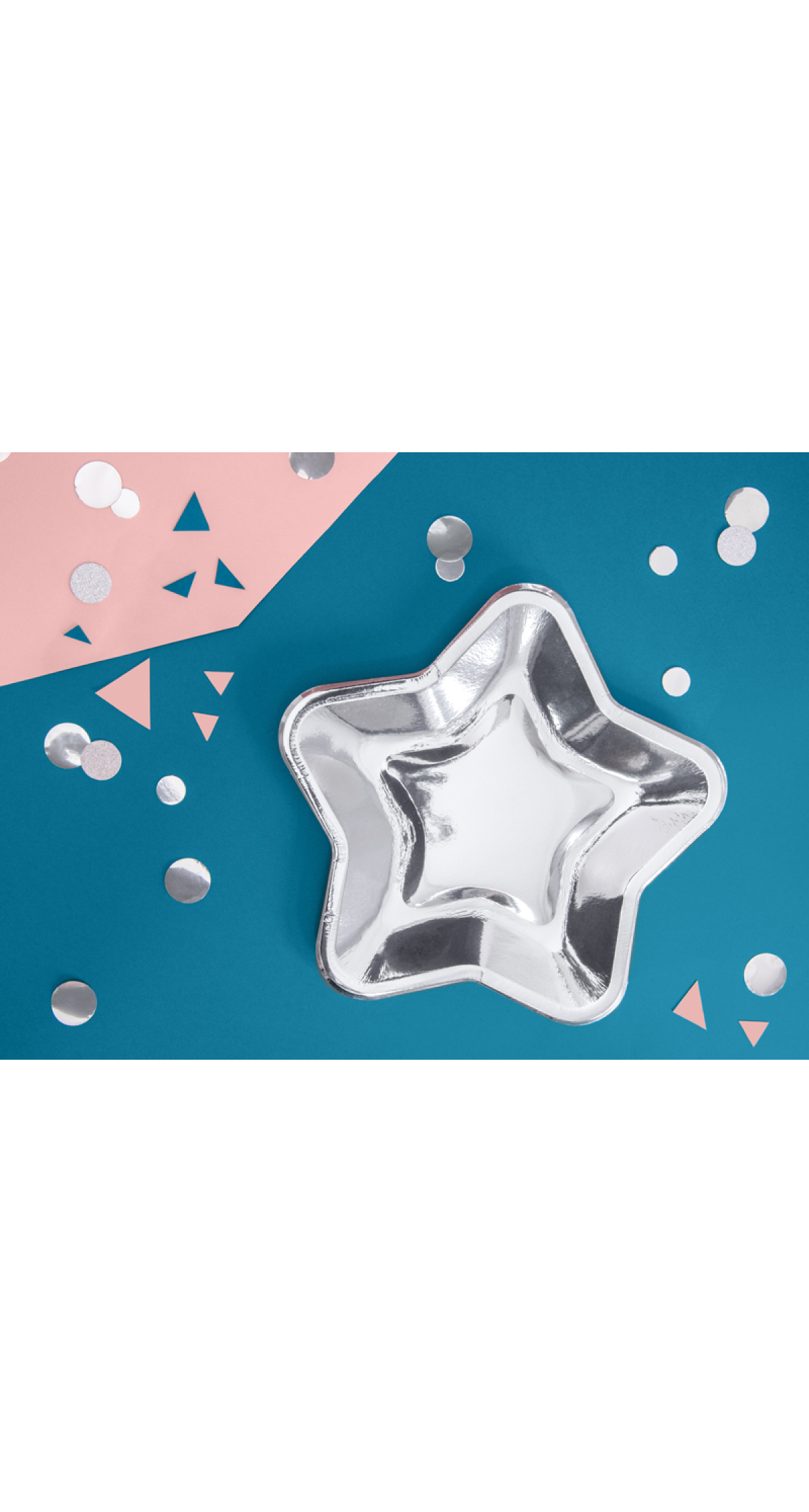 Paper Plates star, Silver, 23cm (1pkt / 6pc)
