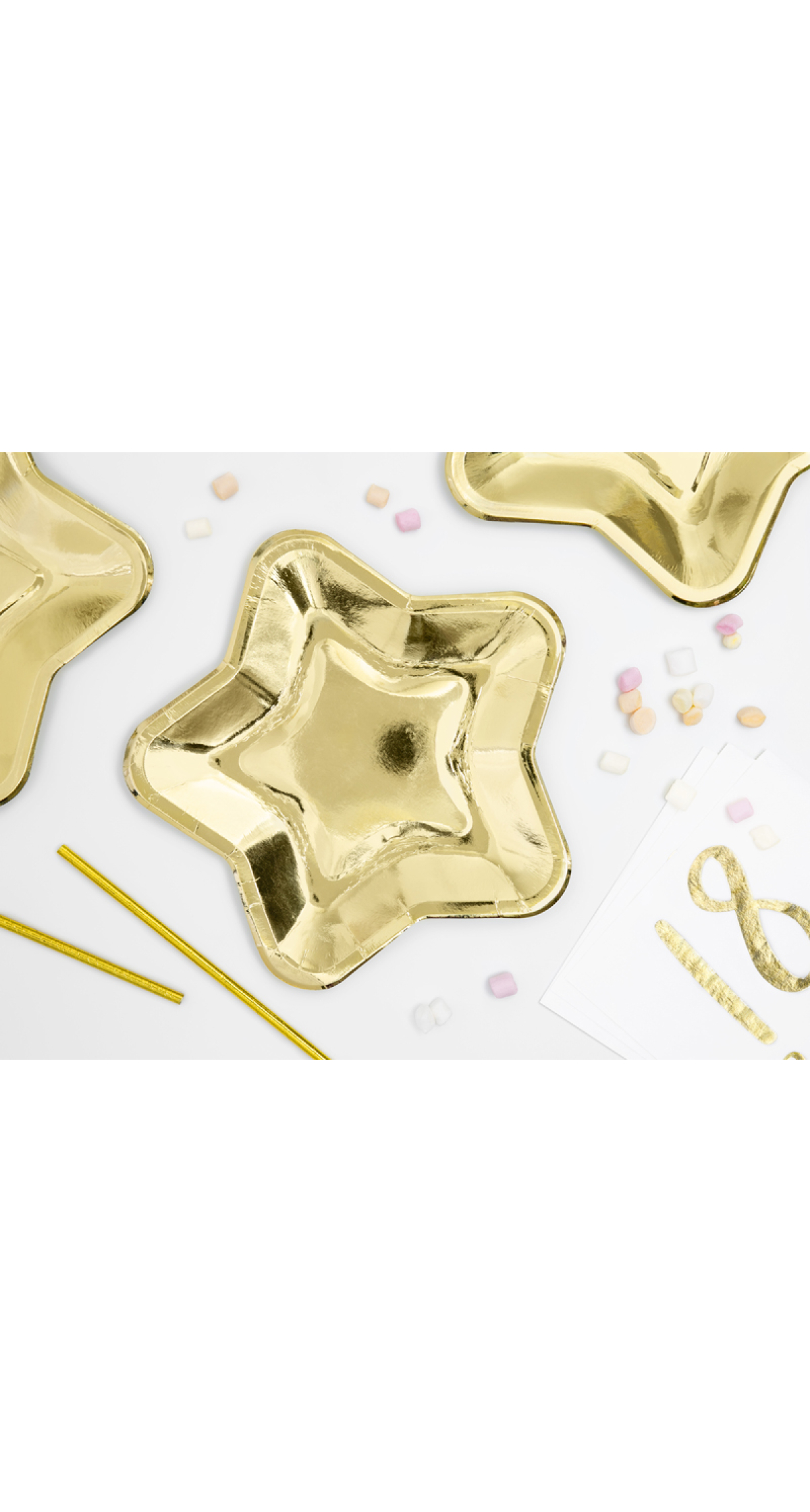 Paper Plates Star, Gold, 23cm (1 pkt / 6 pc.)