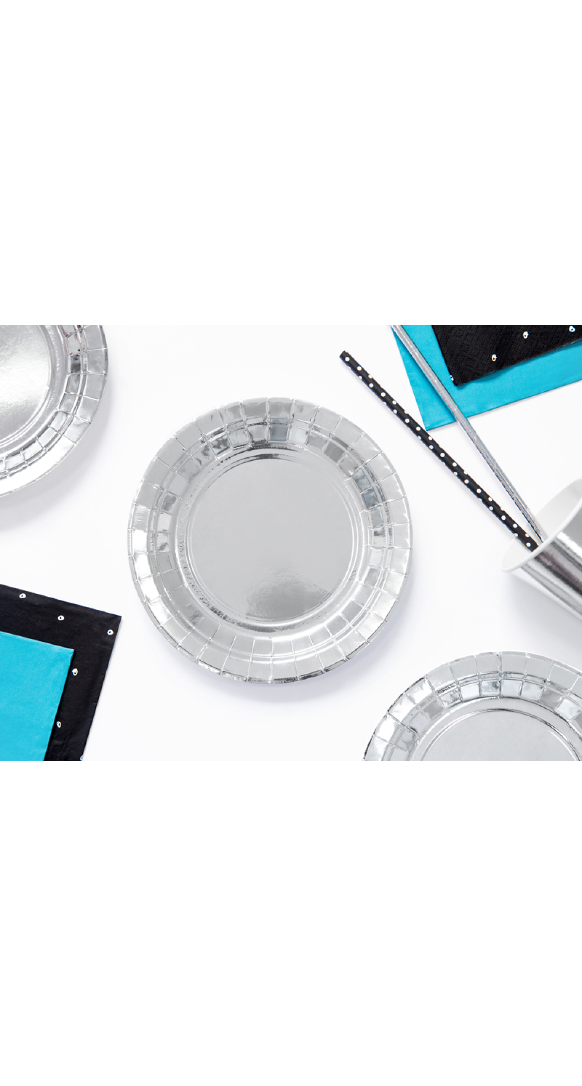 Plates, Silver, 18cm (1pkt / 6pc)