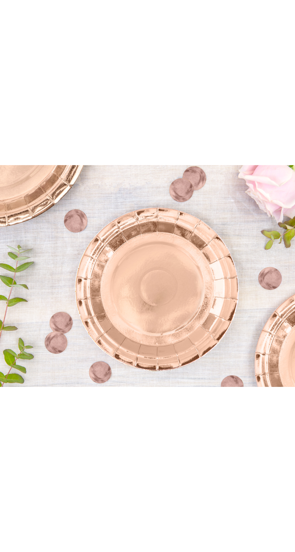 Round Paper Plates, Rose Gold, 18cm (1 pkt / 6 pc.)