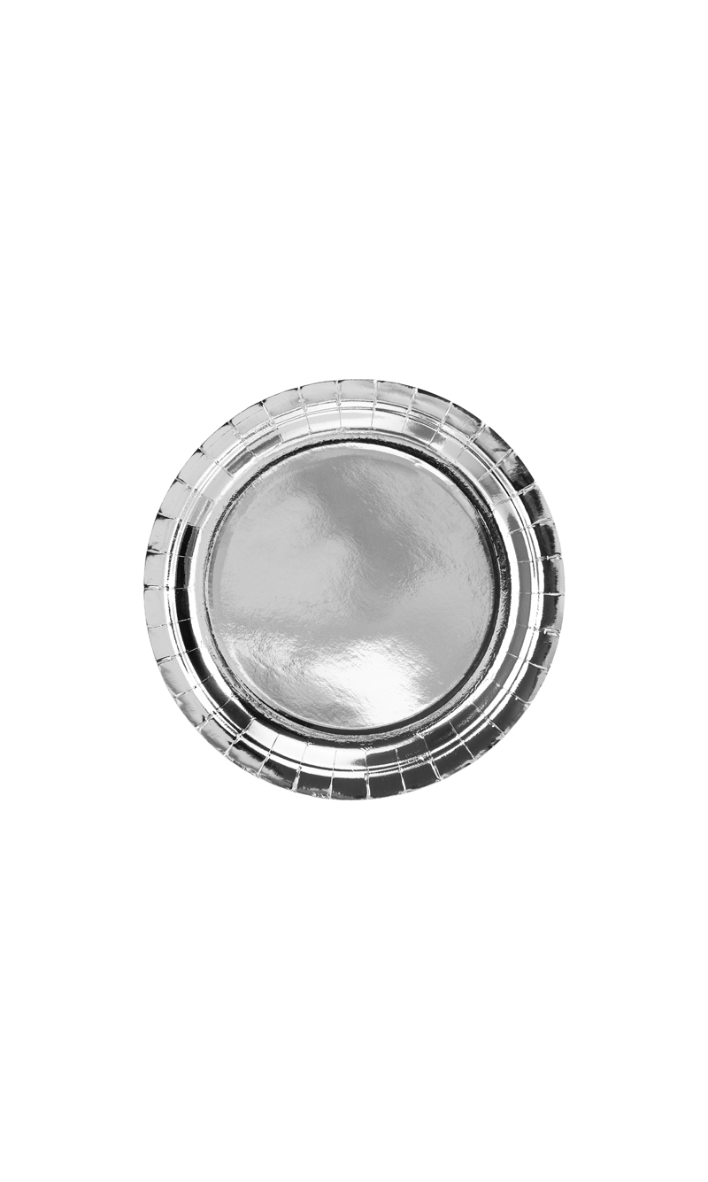 Round Plates, Silver, 23cm (1pkt / 6pc)