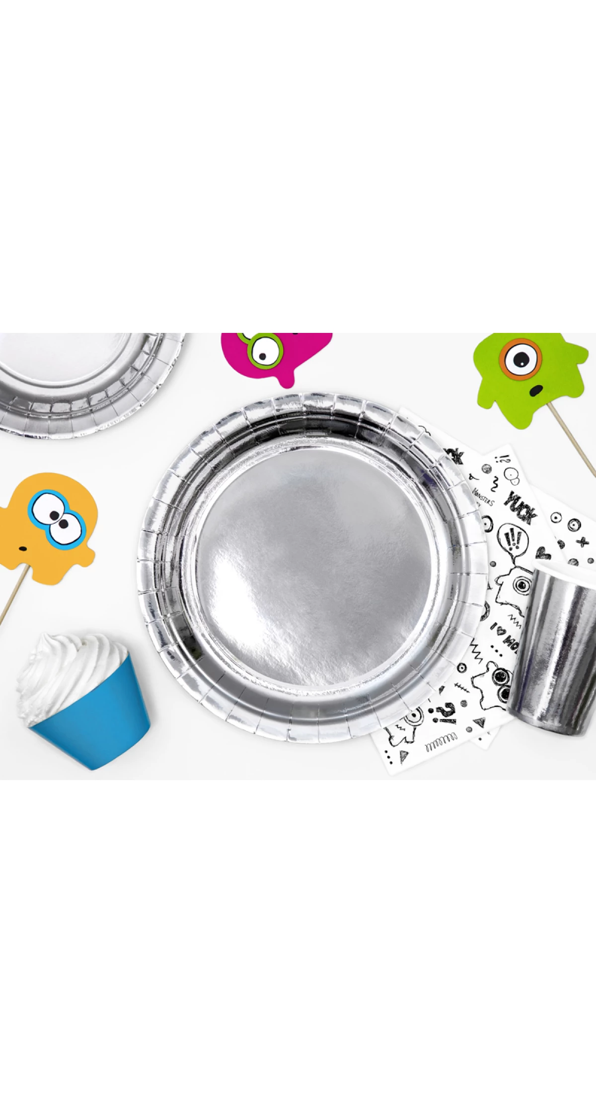 Round Plates, Silver, 23cm (1pkt / 6pc)