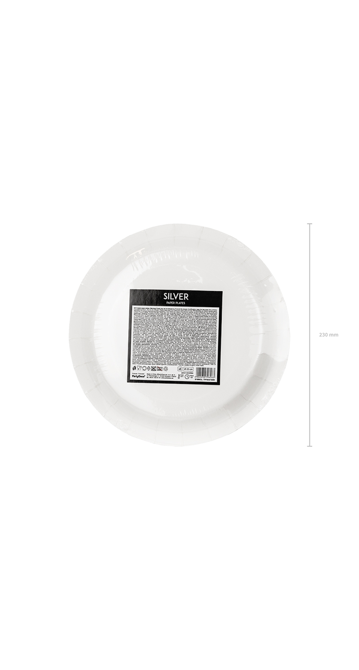 Round Plates, Silver, 23cm (1pkt / 6pc)
