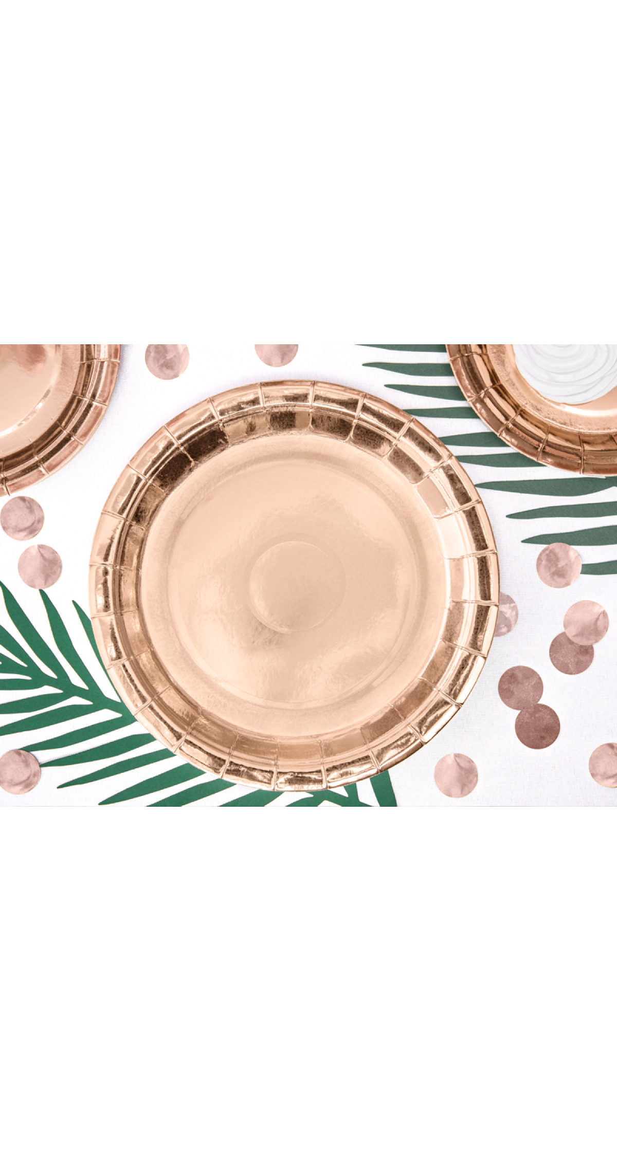 Round Paper Plates, Rose Gold, 23cm (1 pkt / 6 pc.)