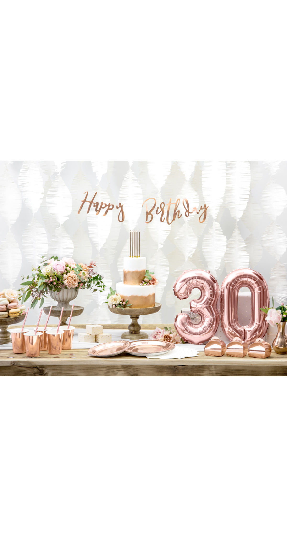 Round Paper Plates, Rose Gold, 23cm (1 pkt / 6 pc.)