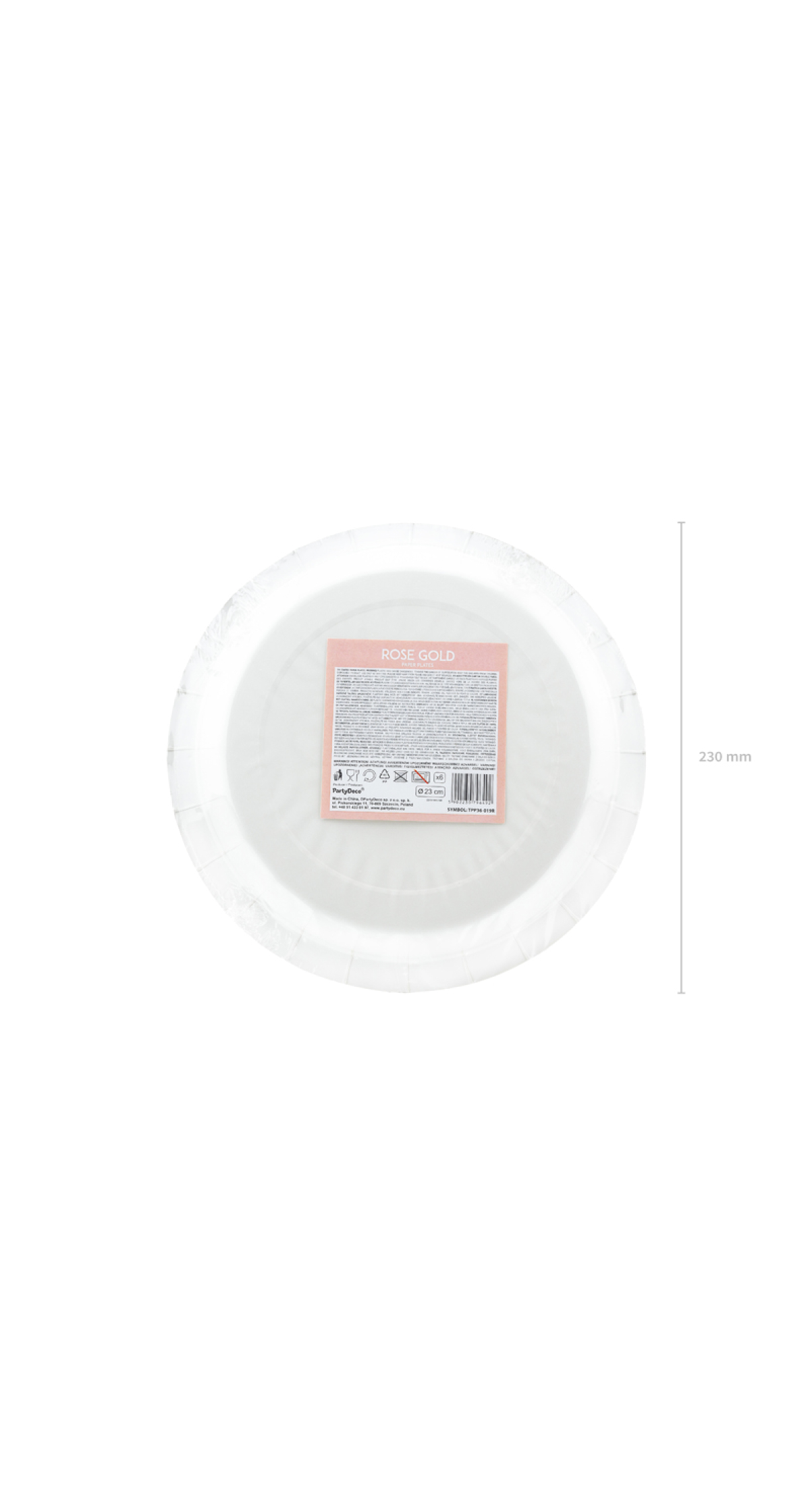 Round Paper Plates, Rose Gold, 23cm (1 pkt / 6 pc.)