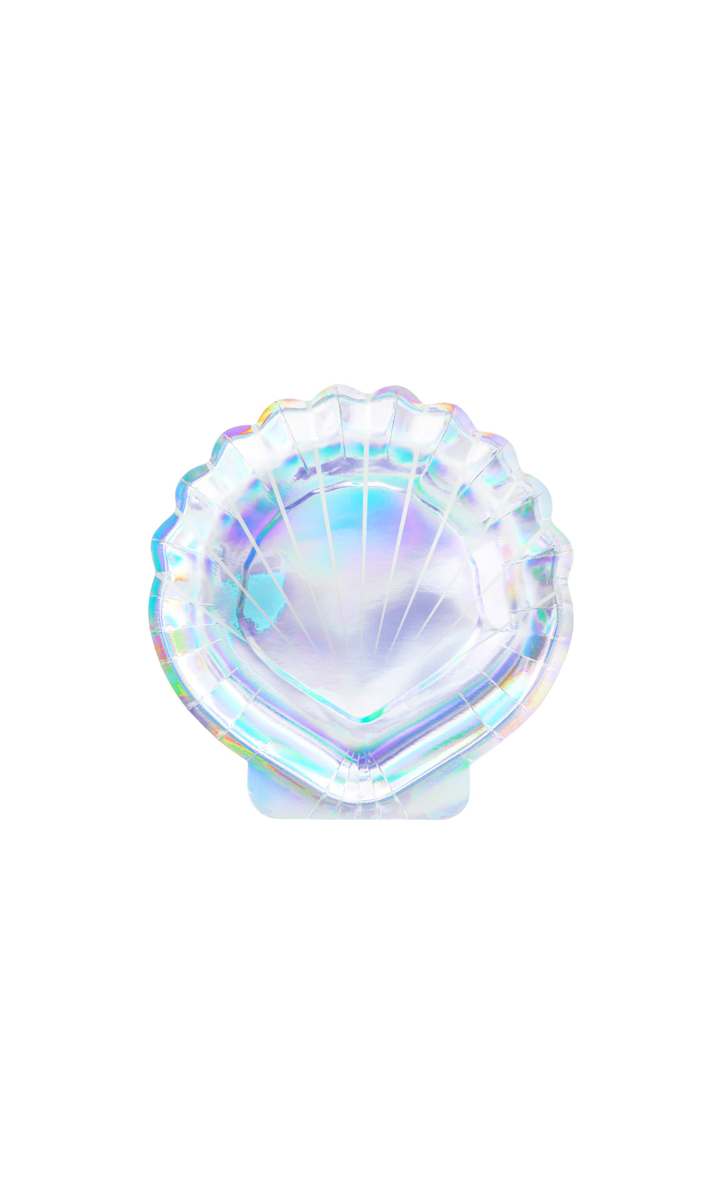 Plates Mermaid - Seashell, Iridescent, 18.5cm (1pkt / 6pc)