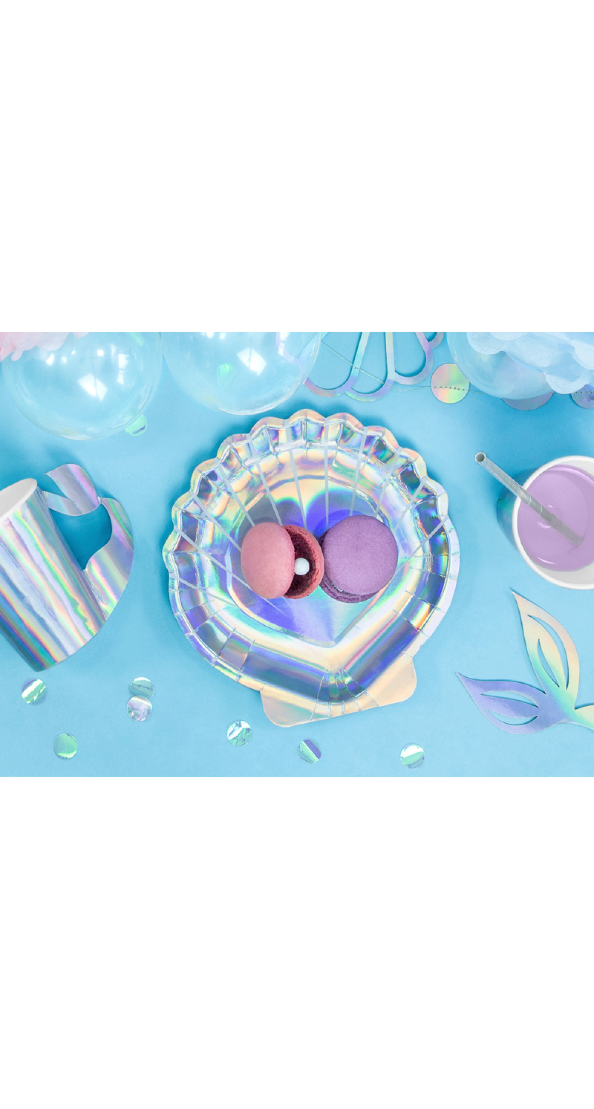 Plates Mermaid - Seashell, Iridescent, 18.5cm (1pkt / 6pc)