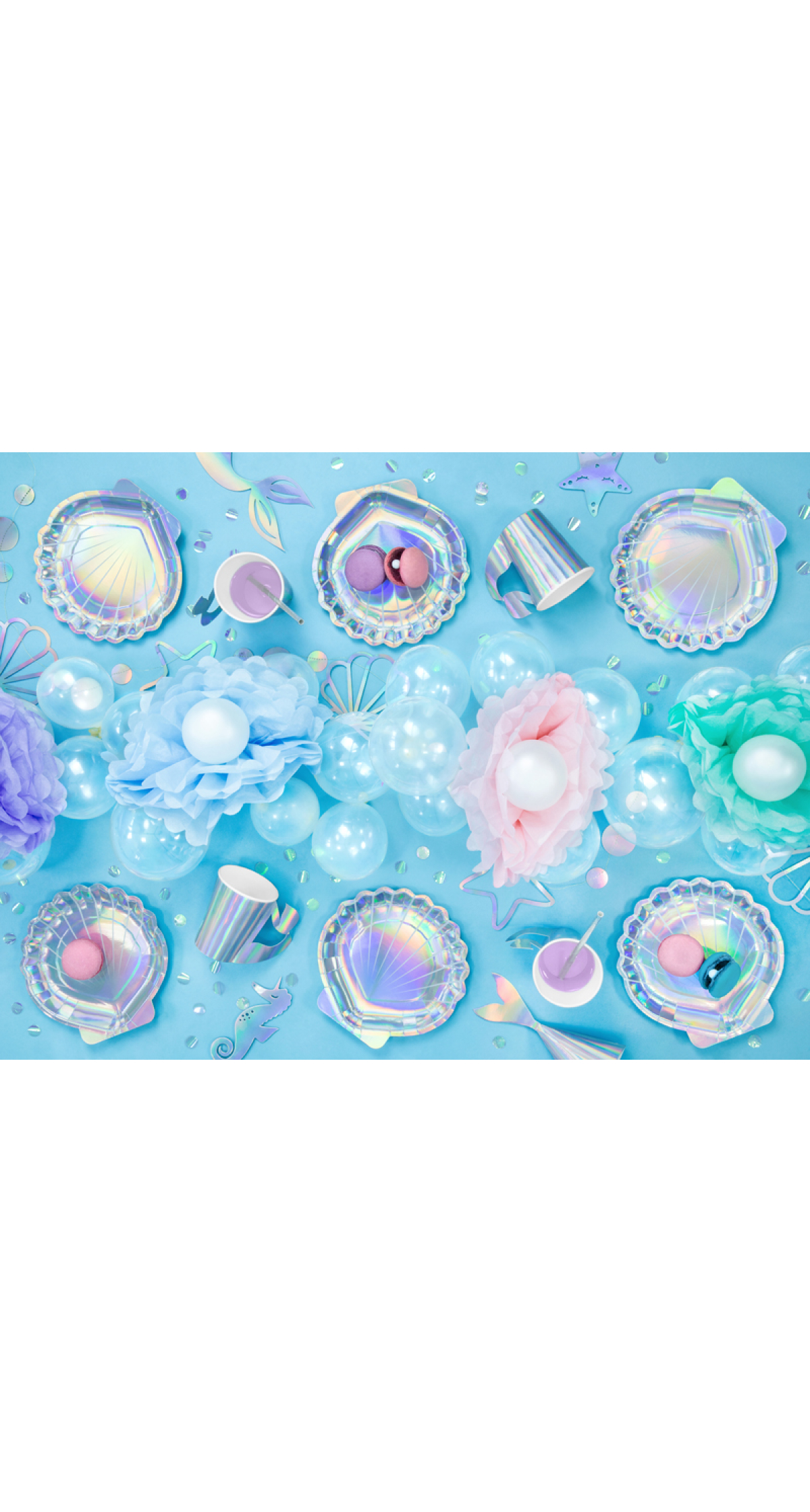Plates Mermaid - Seashell, Iridescent, 18.5cm (1pkt / 6pc)