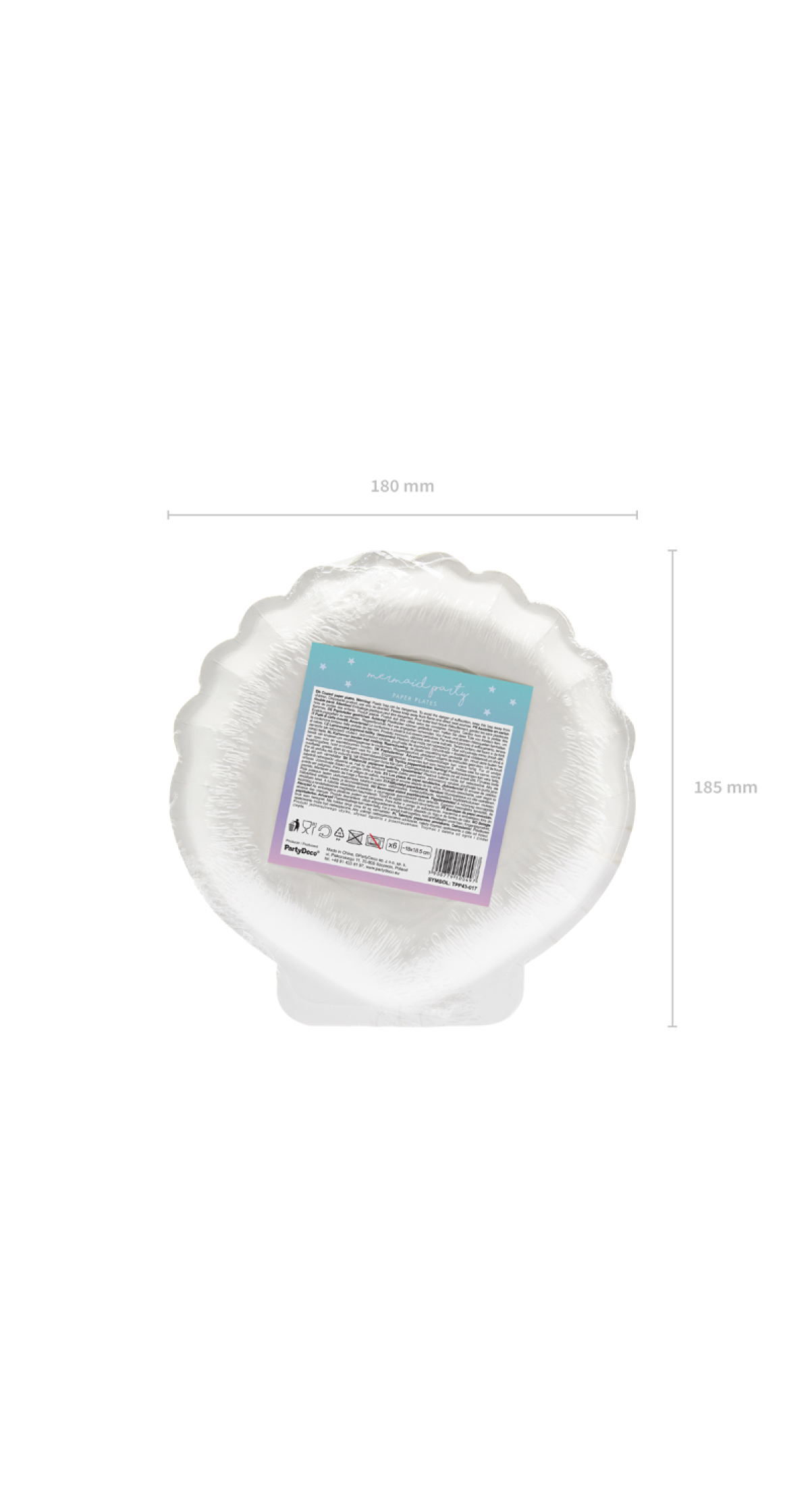 Plates Mermaid - Seashell, Iridescent, 18.5cm (1pkt / 6pc)