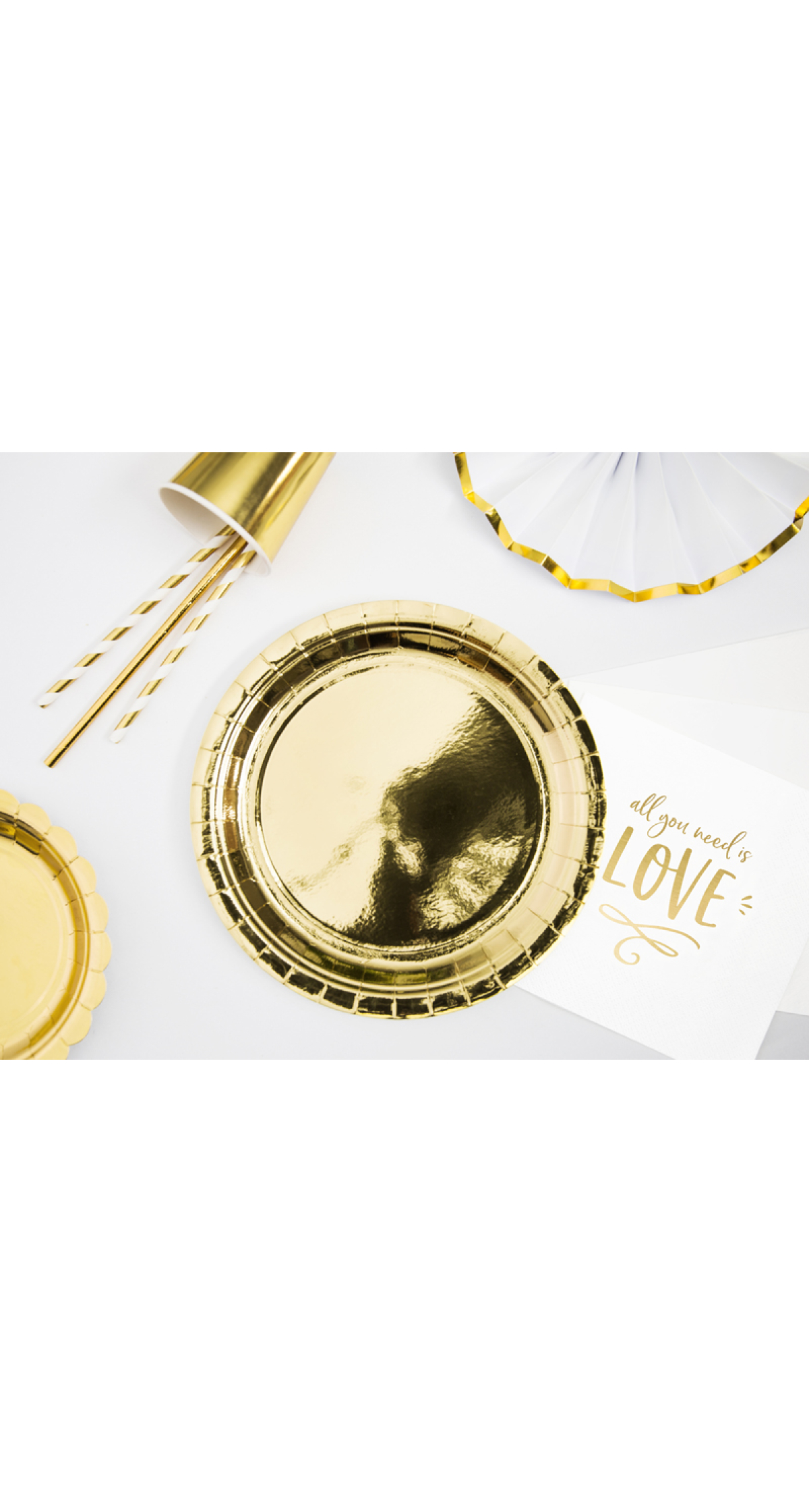Plates, Gold, 23cm (1pkt / 6pc)