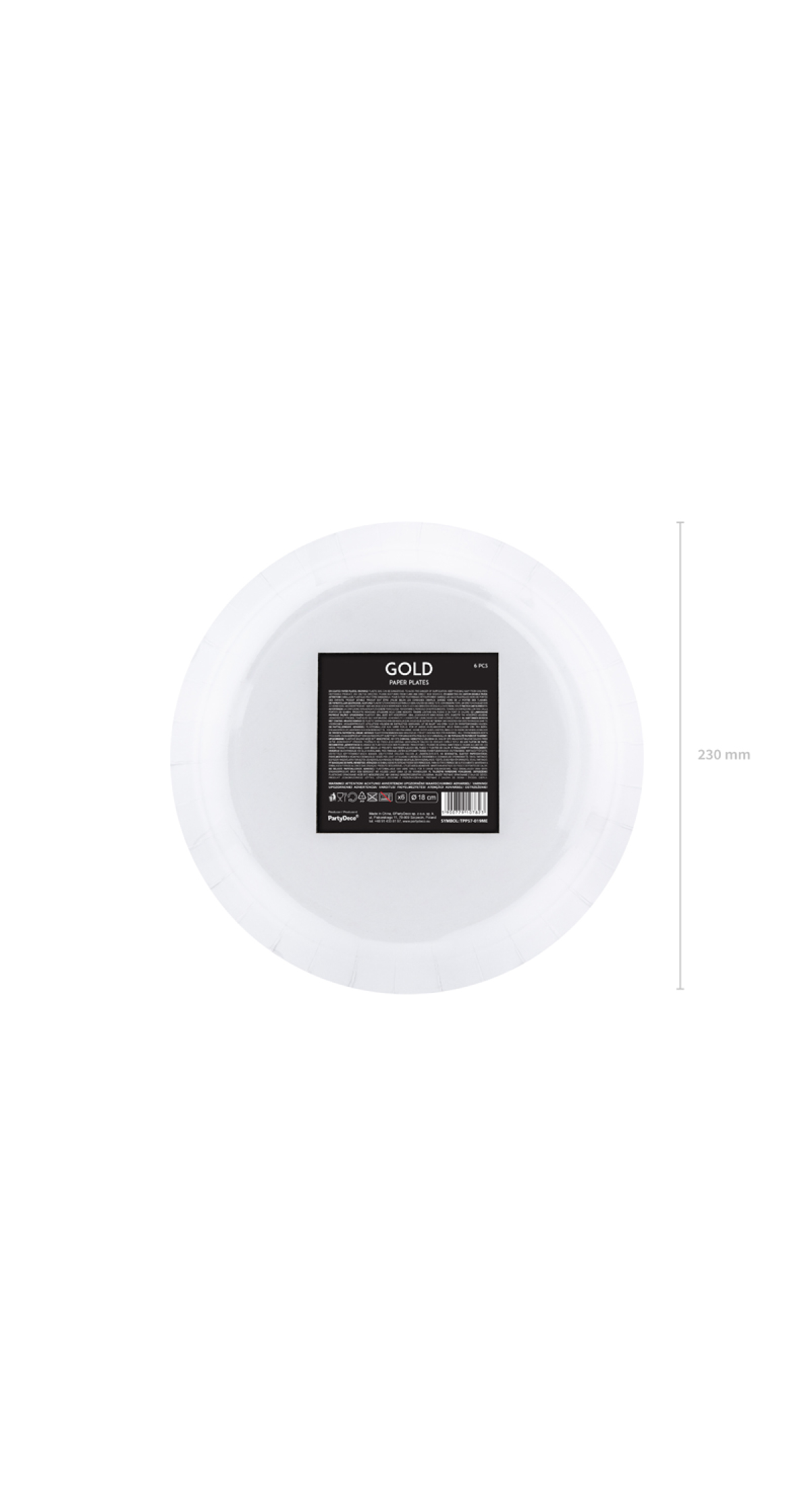 Plates, Gold, 23cm (1pkt / 6pc)