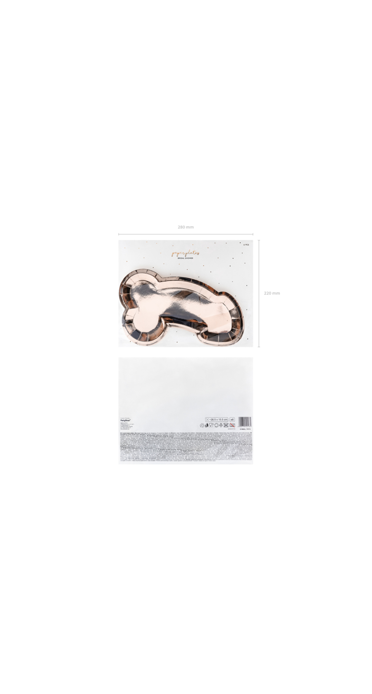 Plates Same Penis Forever, Rose Gold, 26.5x15.5cm (1pkt / 6pc)