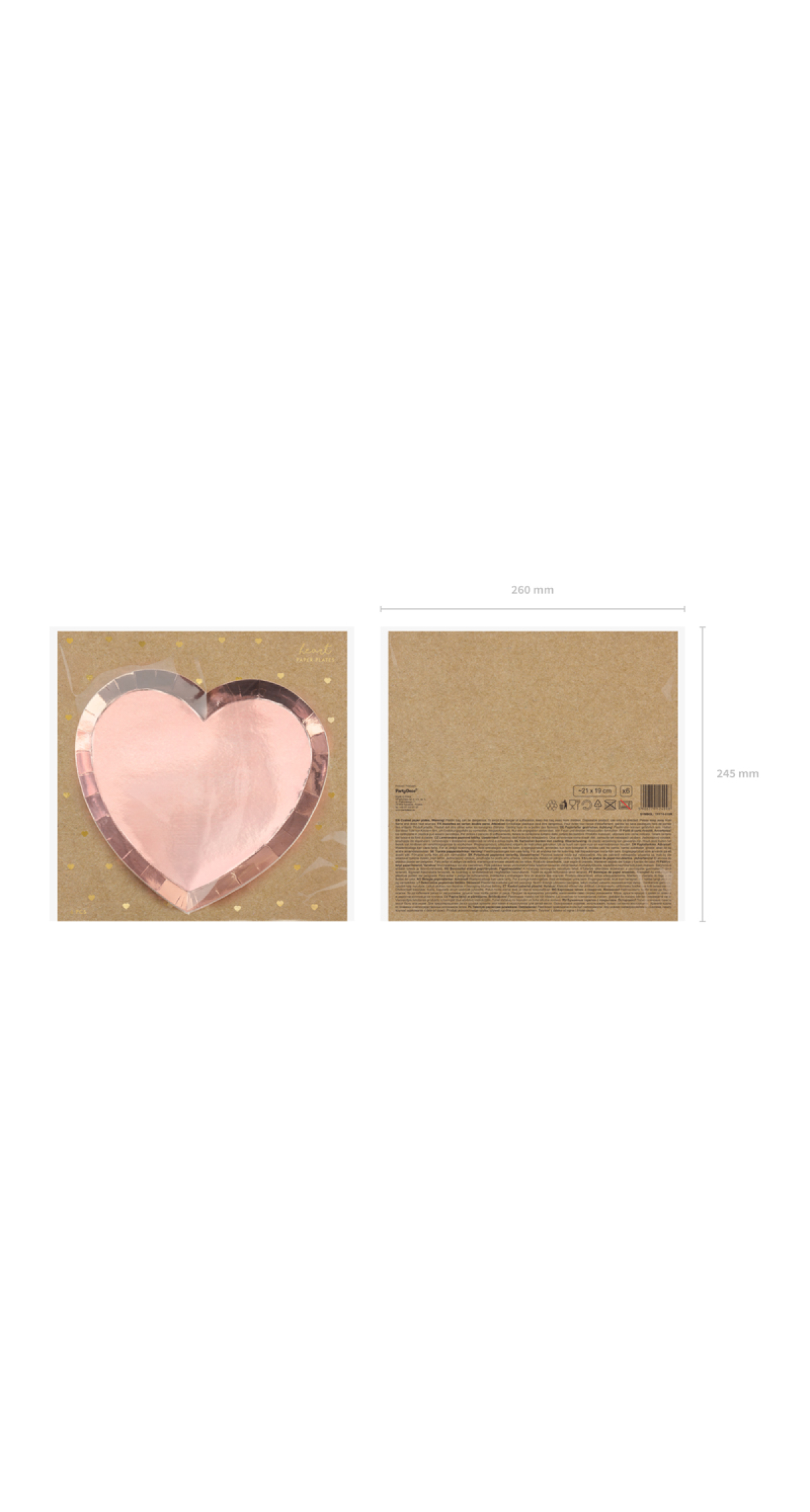 Plates Heart, Rose Gold, 21x19cm (1 pkt / 6 pc.)