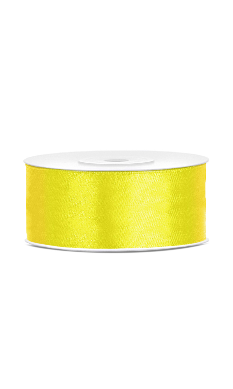 Satin Ribbon, Yellow, 25mm (Sold Per Metre)