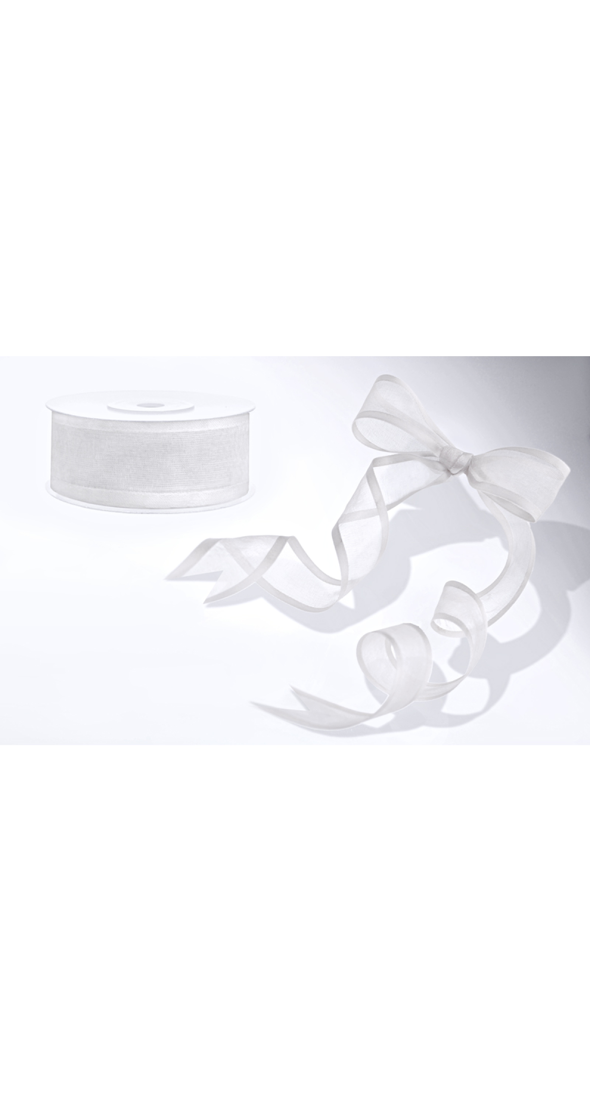 Chiffon Ribbon, White, 25mm (Sold Per Metre)