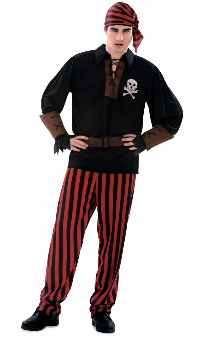 Bandana Pirate Man Costume - Adult Size Medium / Large
