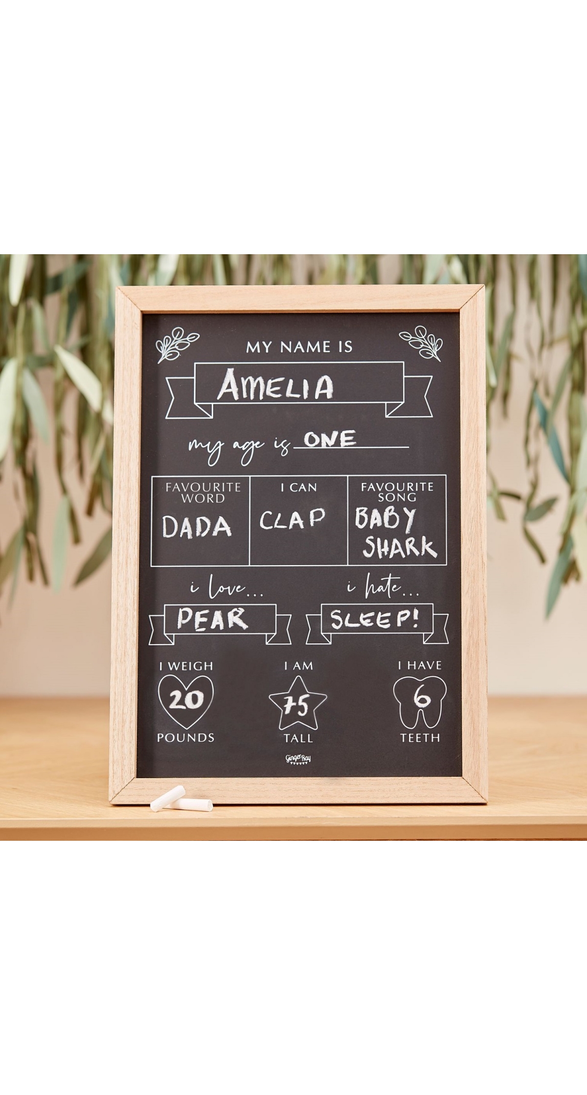 Baby Milestone Chalkboard Sign - 30cm x 42cm