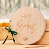 Wooden Hey Baby Shower Guest Book - 22cm x 21.5cm