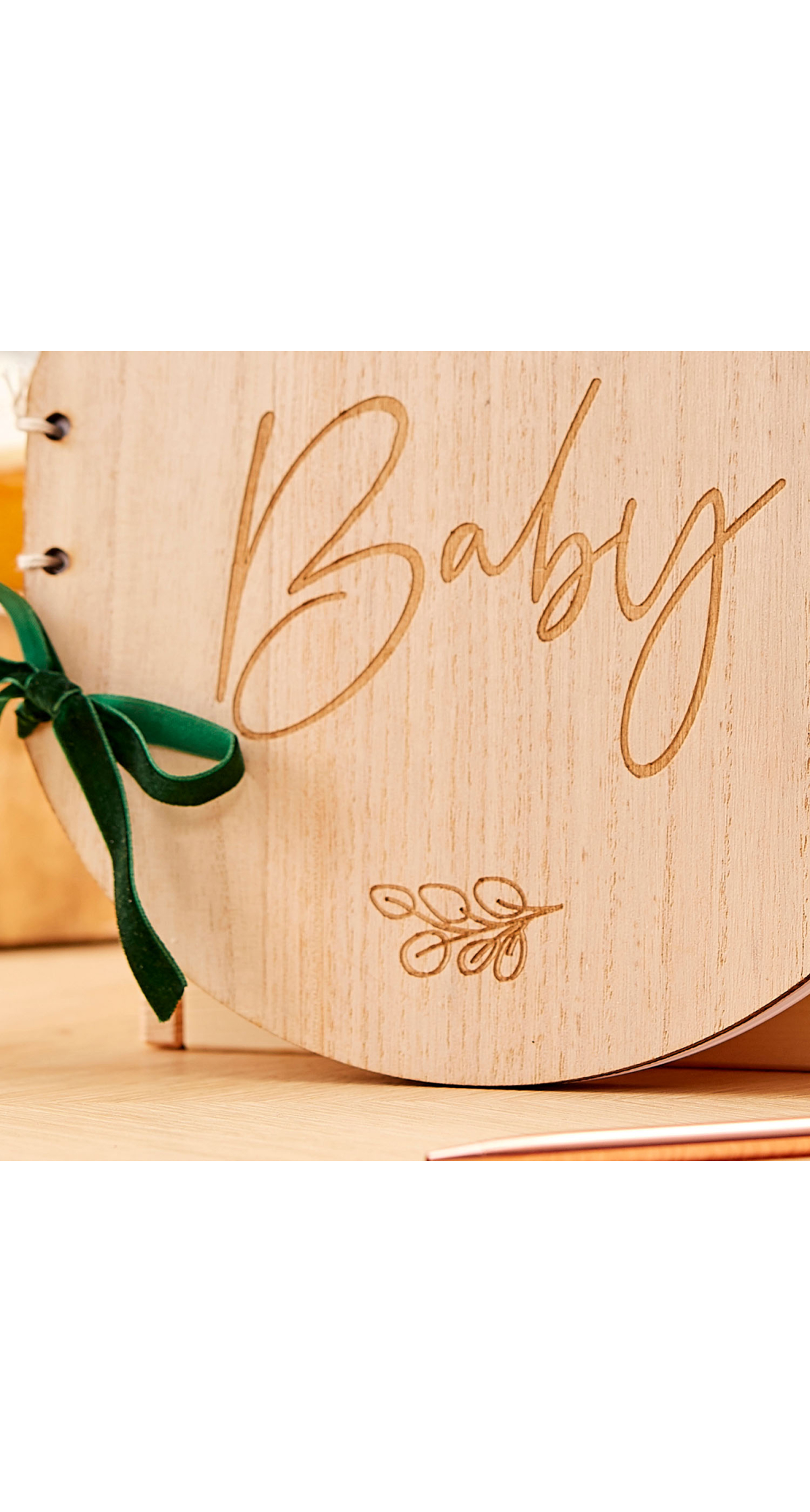 Wooden Hey Baby Shower Guest Book - 22cm x 21.5cm