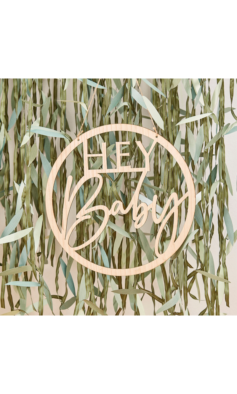 Wooden Hey Baby Shower Sign - 36cm