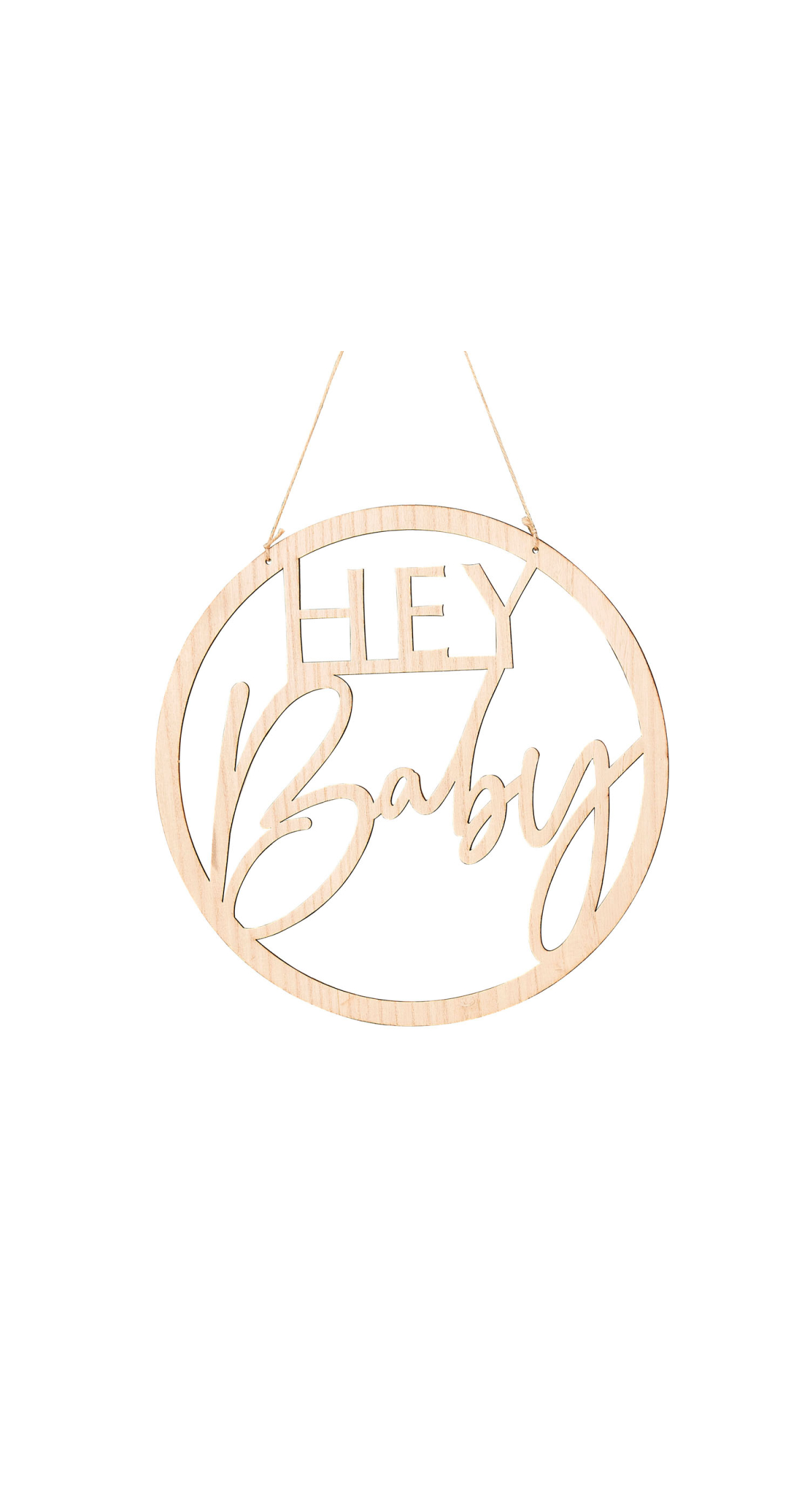 Wooden Hey Baby Shower Sign - 36cm