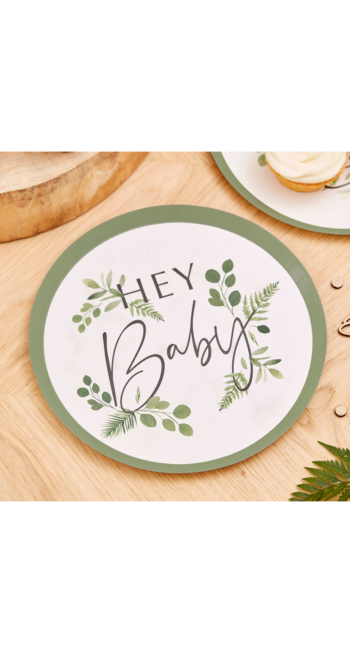 Botanical Hey Baby Shower 24cm Plates - 8pk