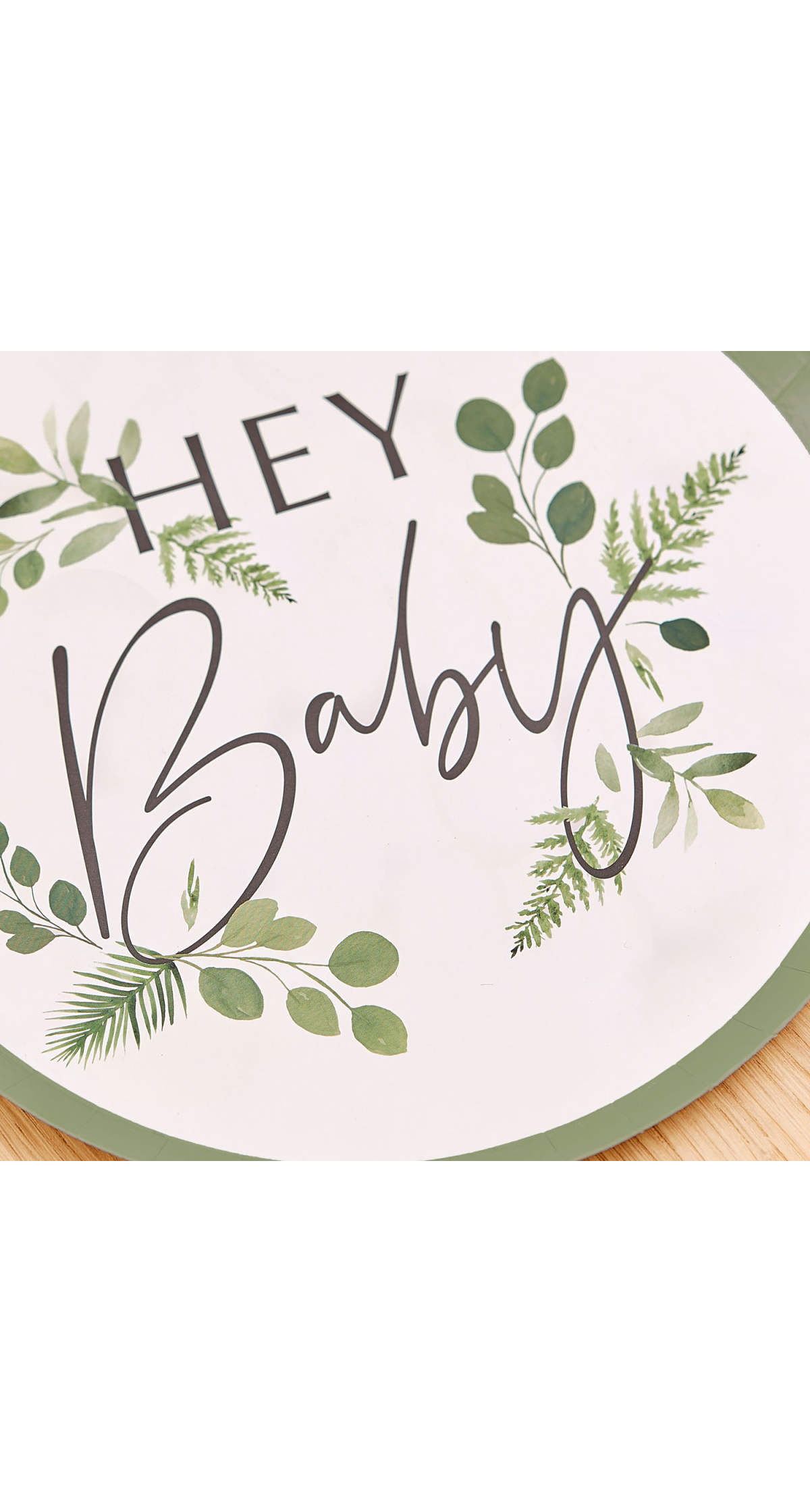 Botanical Hey Baby Shower 24cm Plates - 8pk