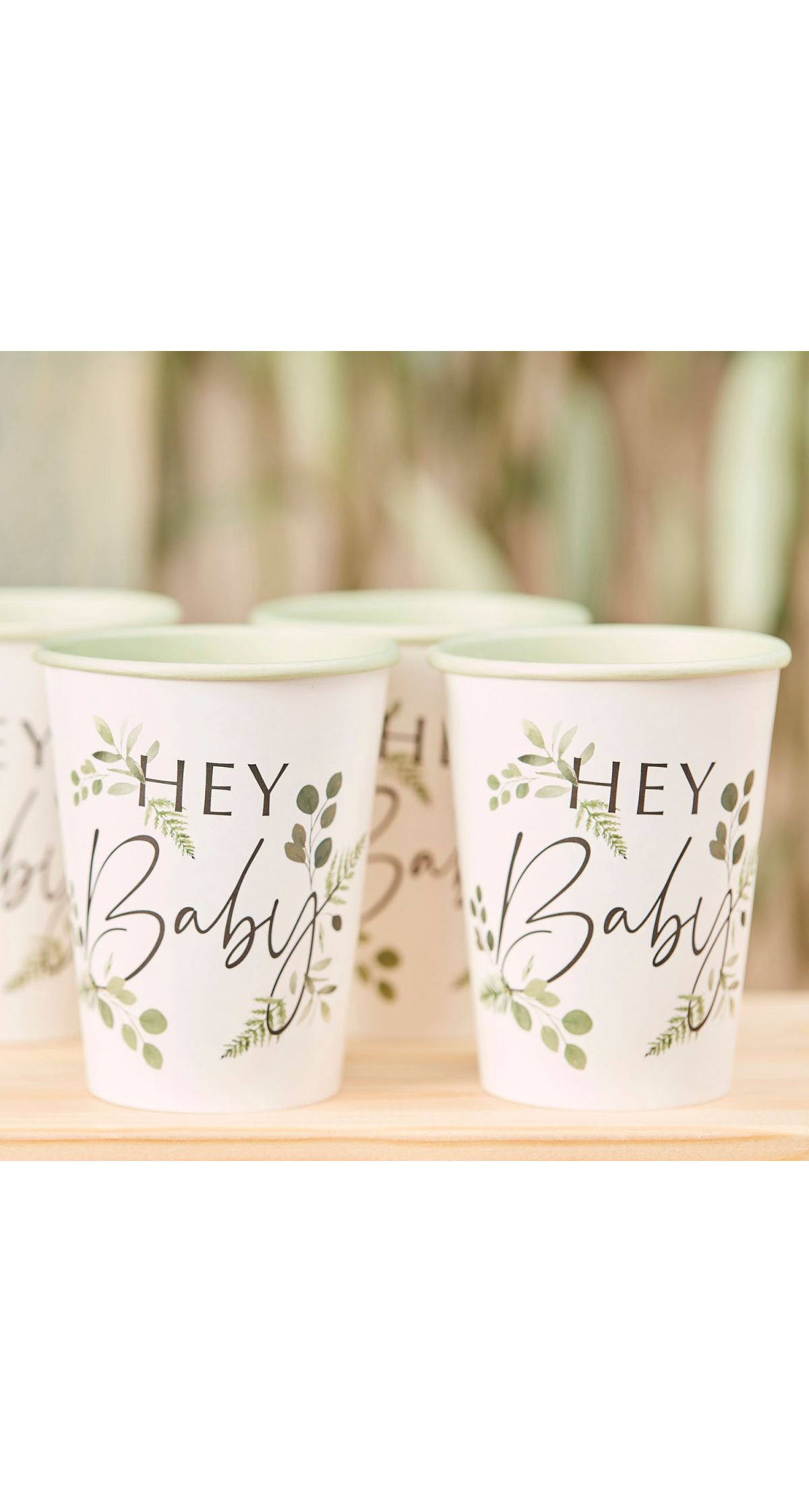 Botanical Hey Baby Shower Cups - 8pk