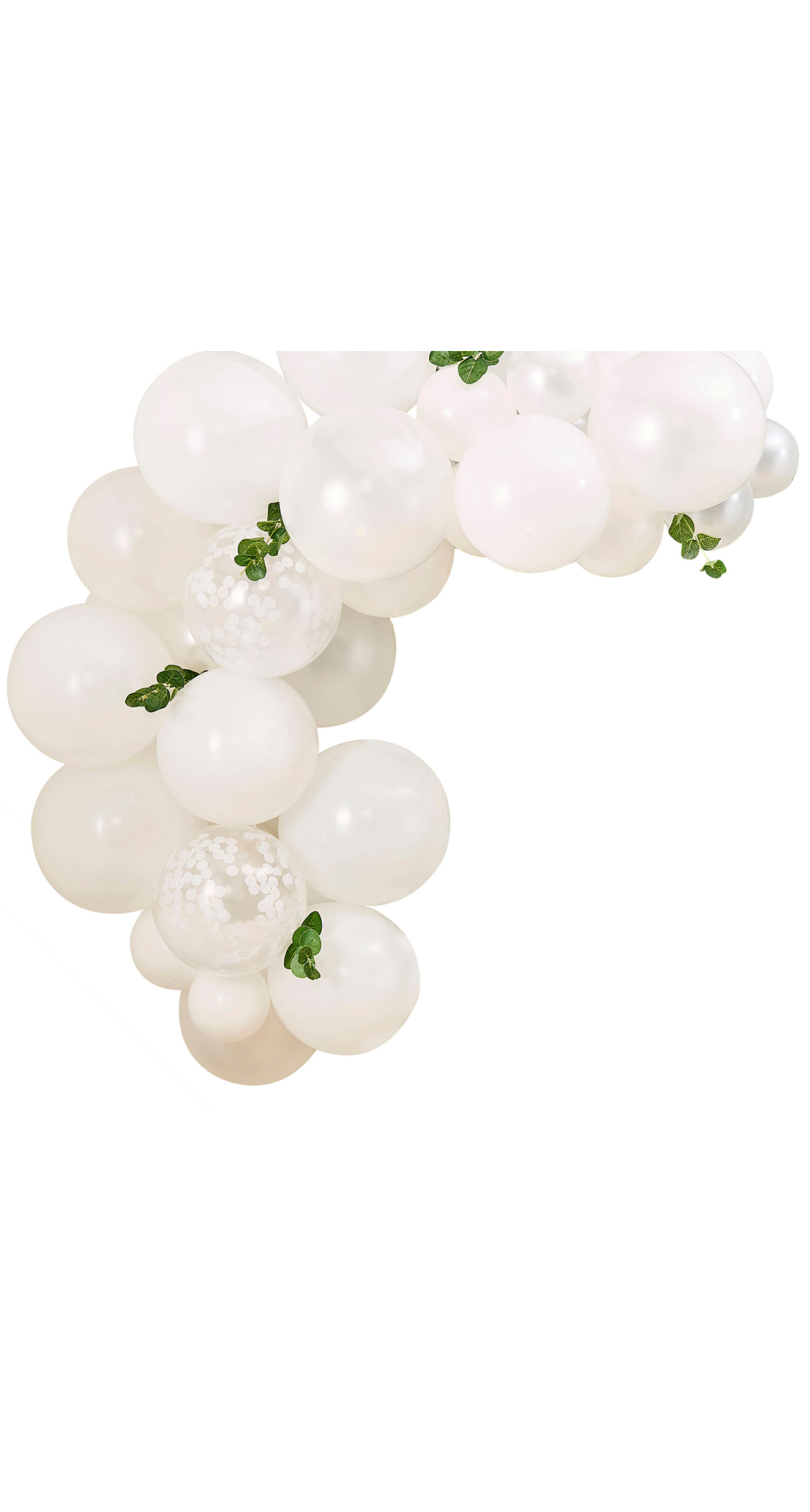 White Baby Shower Balloons Arch With Foliage