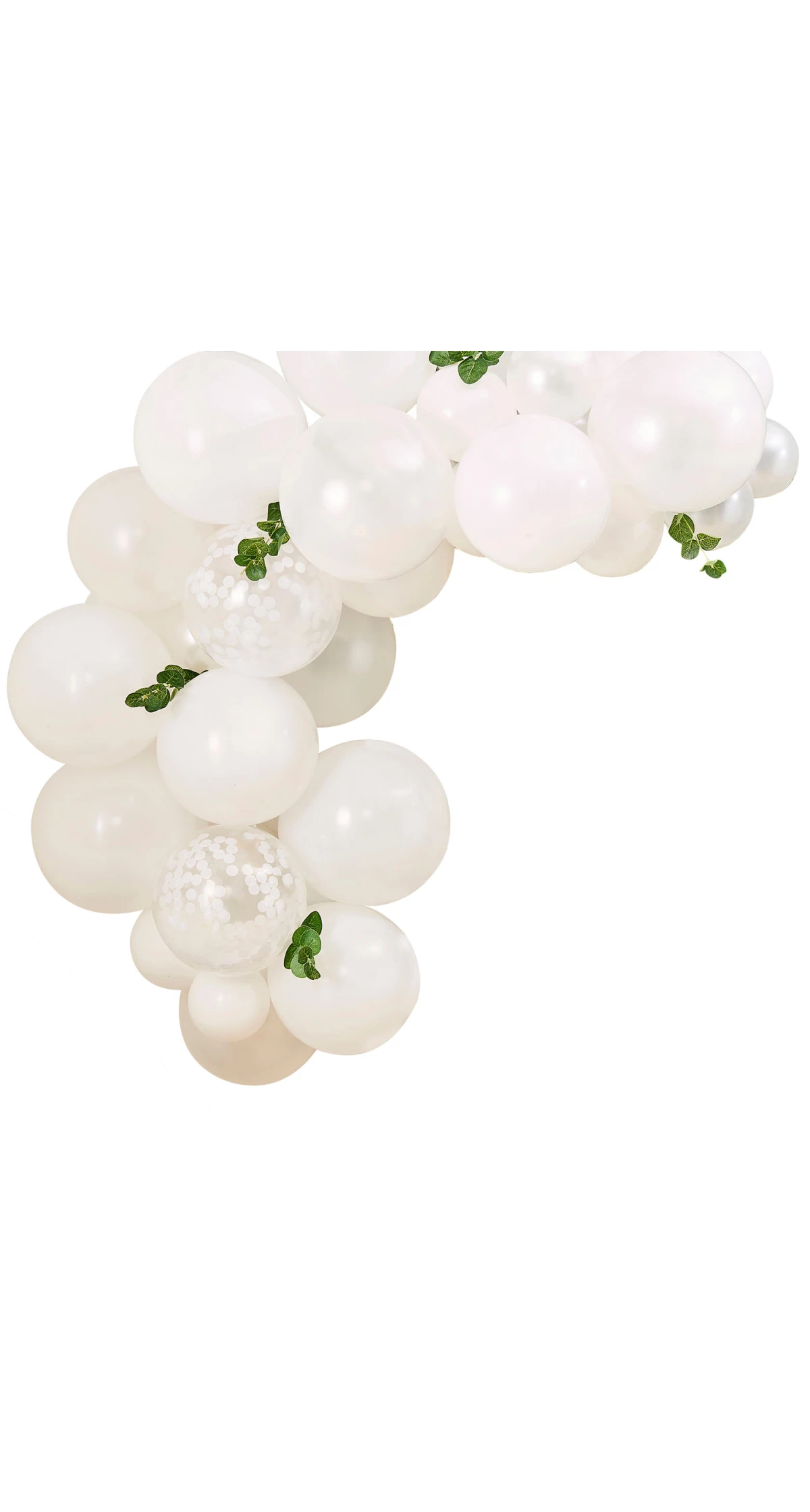 White Baby Shower Balloons Arch With Foliage