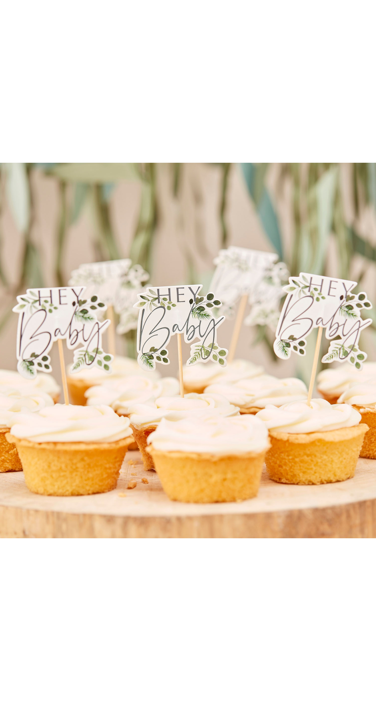 Hey Baby Shower Cupcake Toppers - 12pk