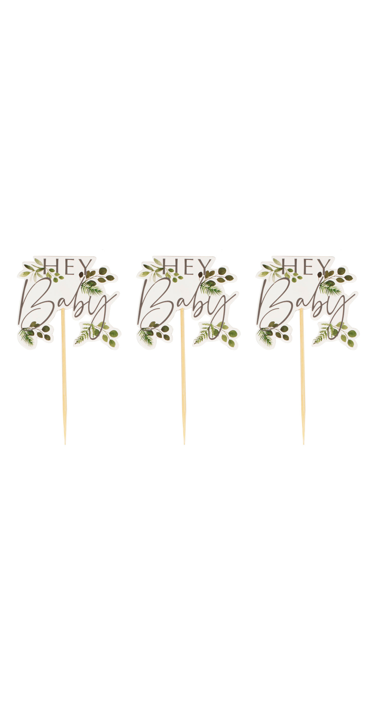Hey Baby Shower Cupcake Toppers - 12pk