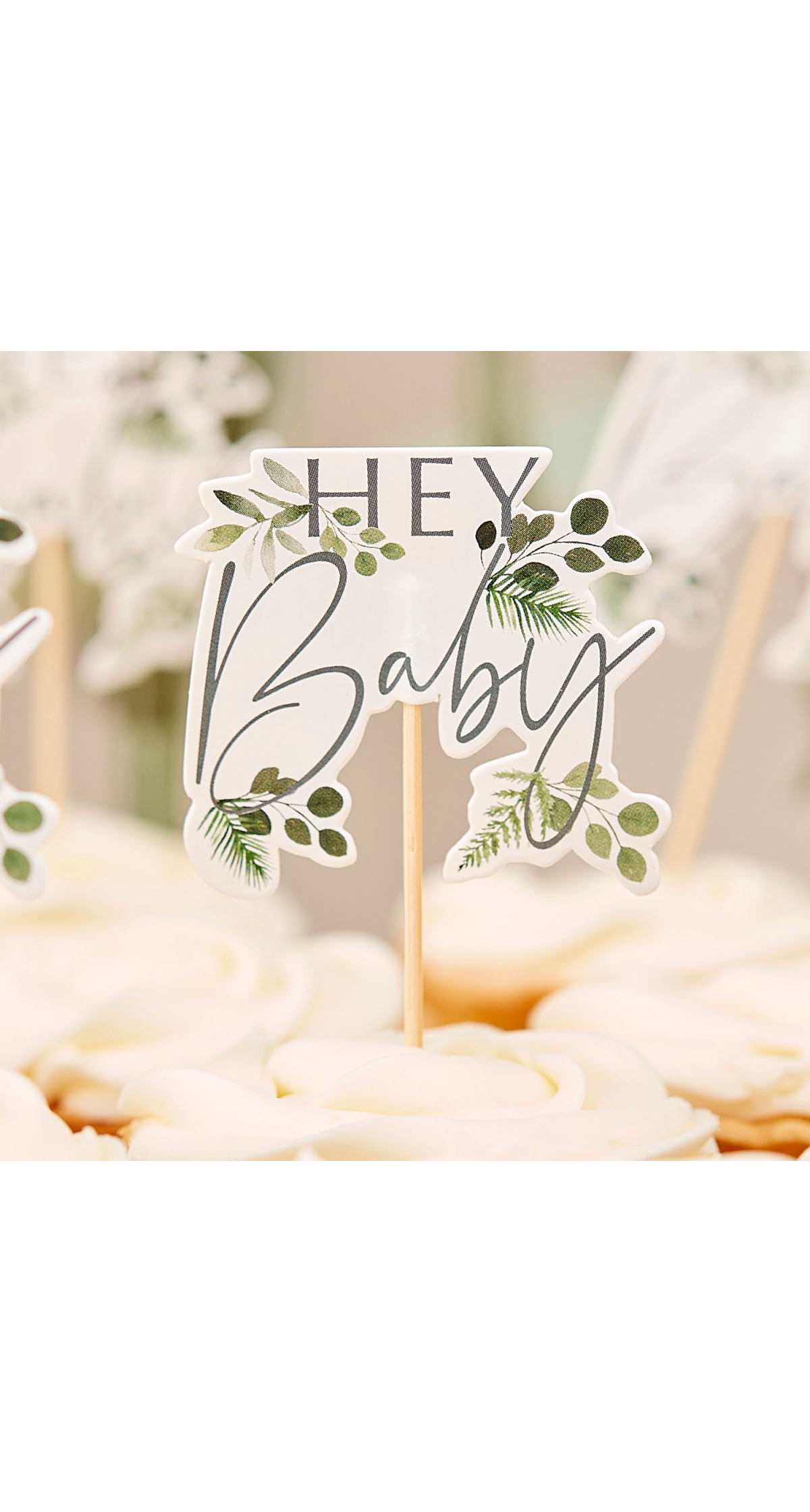 Hey Baby Shower Cupcake Toppers - 12pk