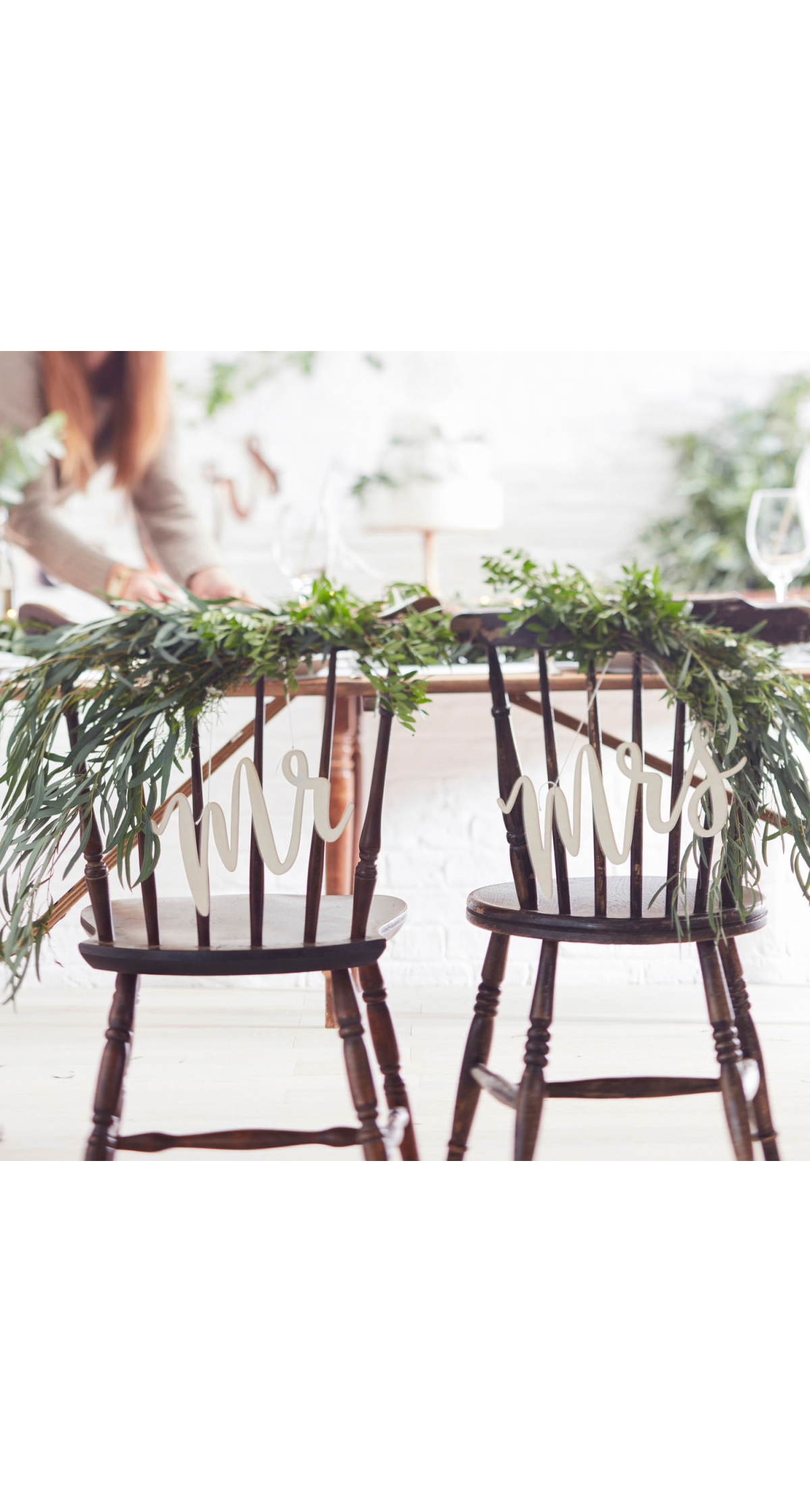 Wooden Mr and Mrs Wedding Chair Signs - 30cm x 14cm